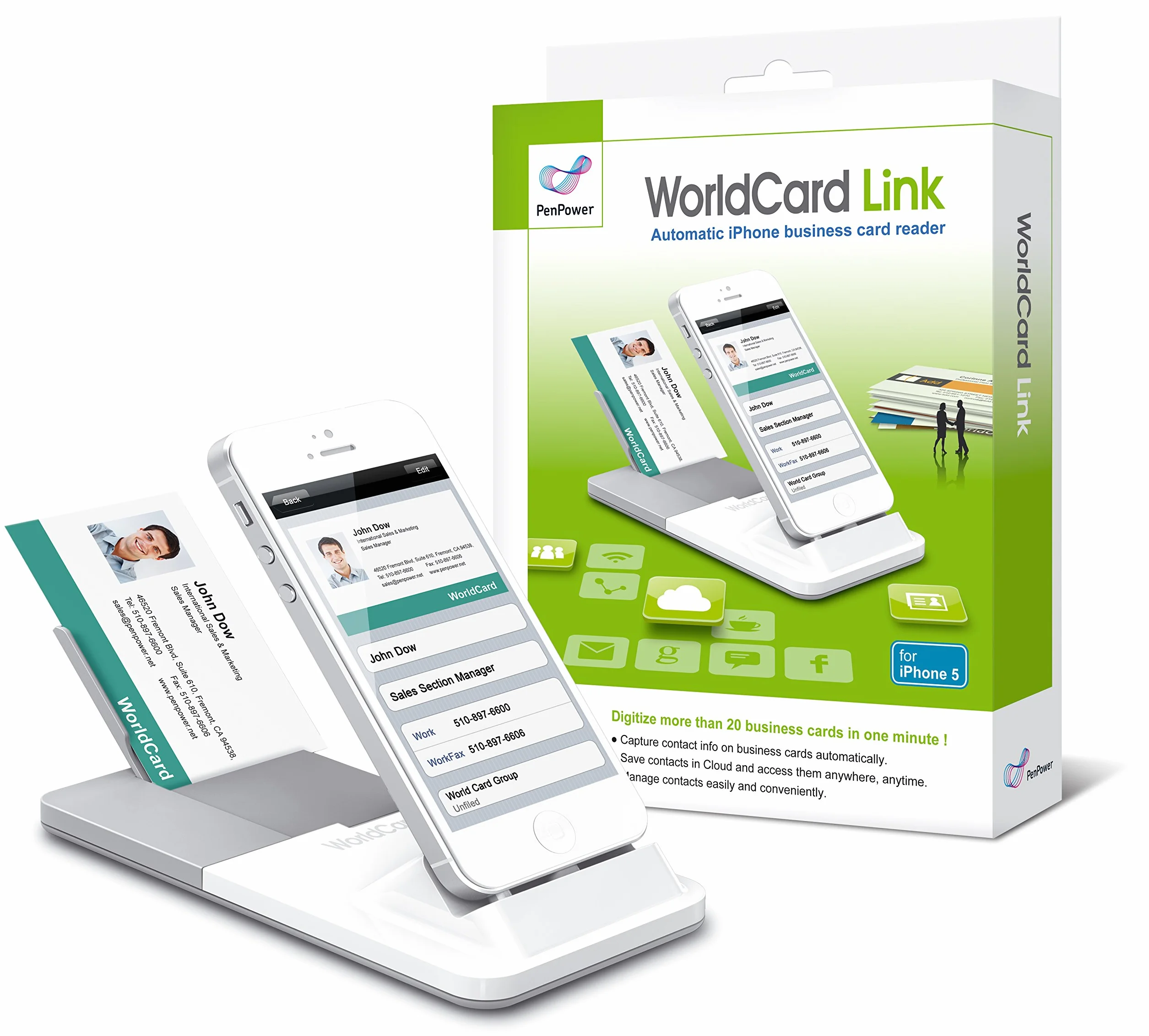 PenPower LA-WCARD-EN Scanner per biglietti da visita Bianco