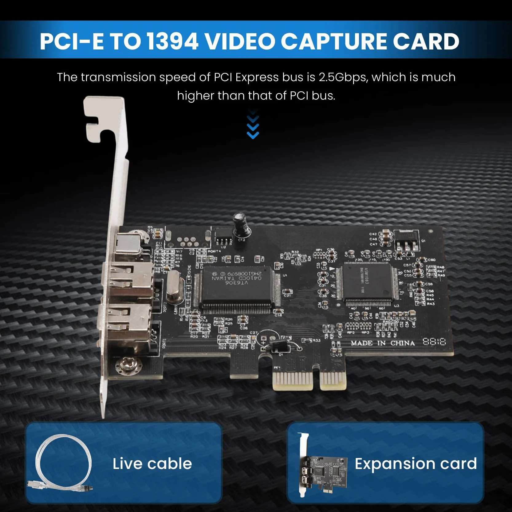 Scheda PCI-e PCI Express FireWire, Scheda Controller IEEe 1394 con Firewire, per Trasmissione Video, Audio, ECC.