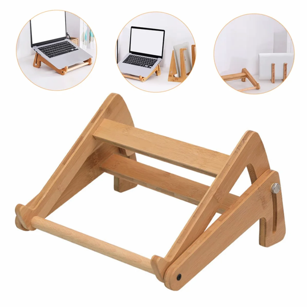 1 Pc Supporto Per Computer in Legno Porta Computer Portatile in Legno Scrivania Supporto Per Computer Pieghevole Porta Tablet Portatile Bambù Computer Portatile Desktop Regolabile