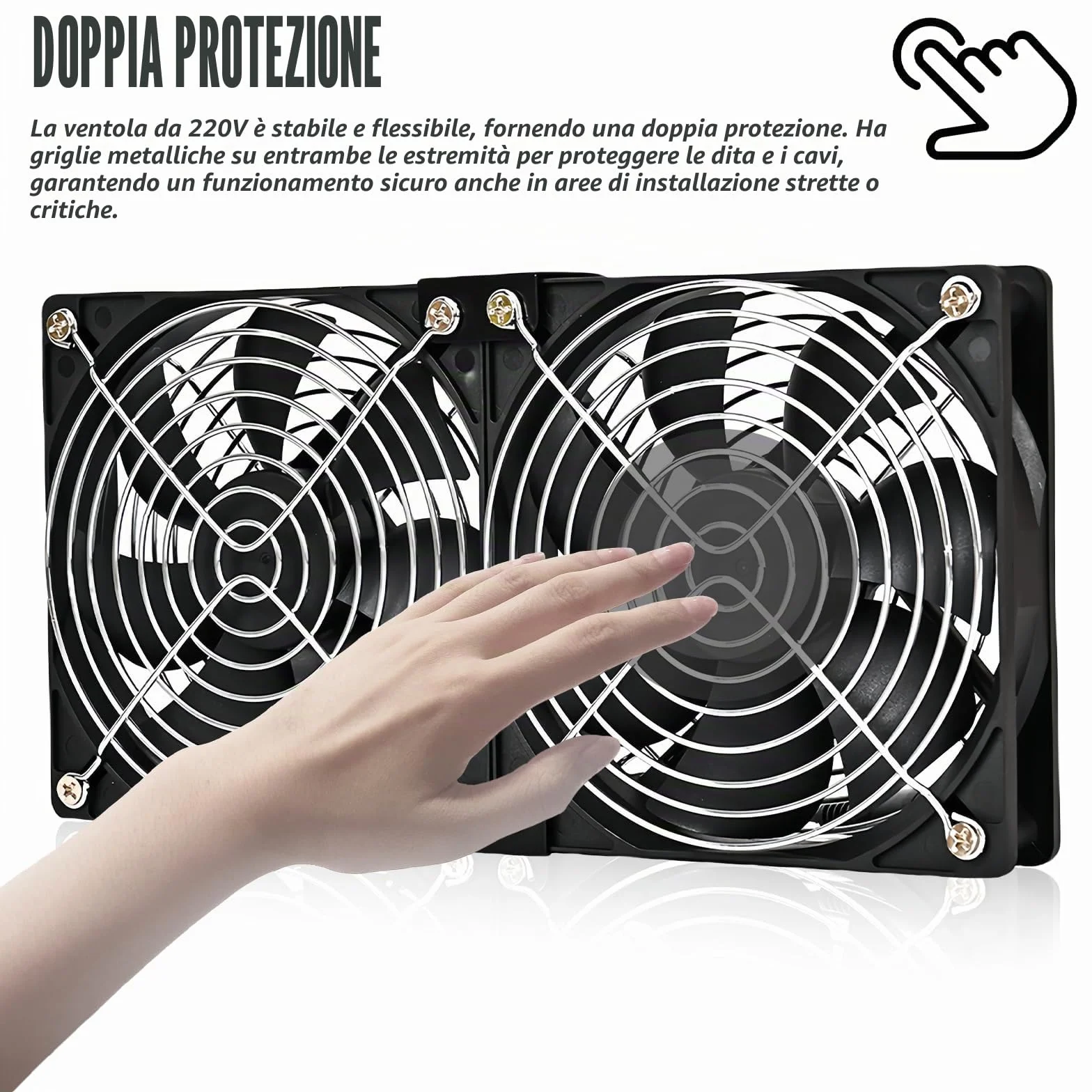 Ventola da 120 mm con controllo della velocità, 220 V, ventola di raffreddamento senza spazzole con copertura in metallo, grande volume d'aria, ventola di scarico silenziosa per computer