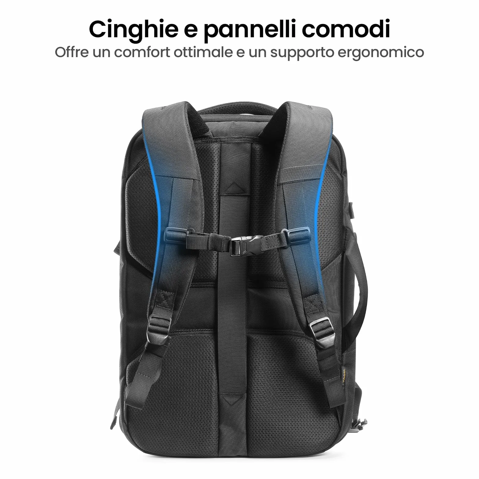 tomtoc Zaino Viaggio 40L, Adatto alla TSA, Omologato per il Volo, Bagaglio a Mano per Viaggi d'Affari, Resistente all'Acqua, Zaino Aereo Grande, zaini per Portatili fino a 17,3 Pollici, Senza PFAS