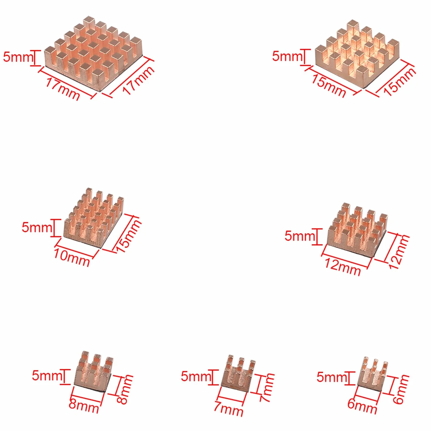ZDE 20 Pezzi Dissipatore di Calore in Rame Puro con Forte Conduttività Termica Compatibile con Raspberry Pi/Orange Pi/Rock Pi/Tinker Board/PCB Board CPU Chip
