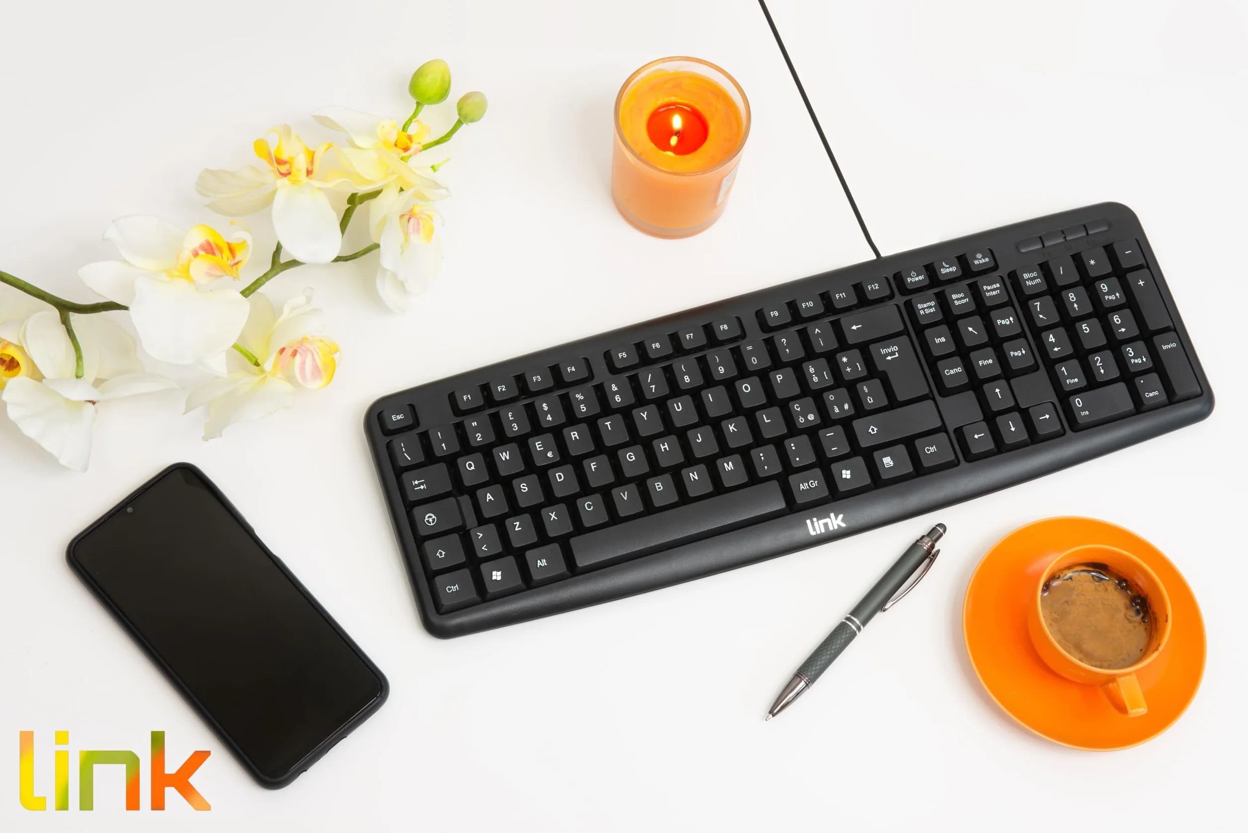 LINK Tastiera Italiana USB 108 Tasti Colore Nero
