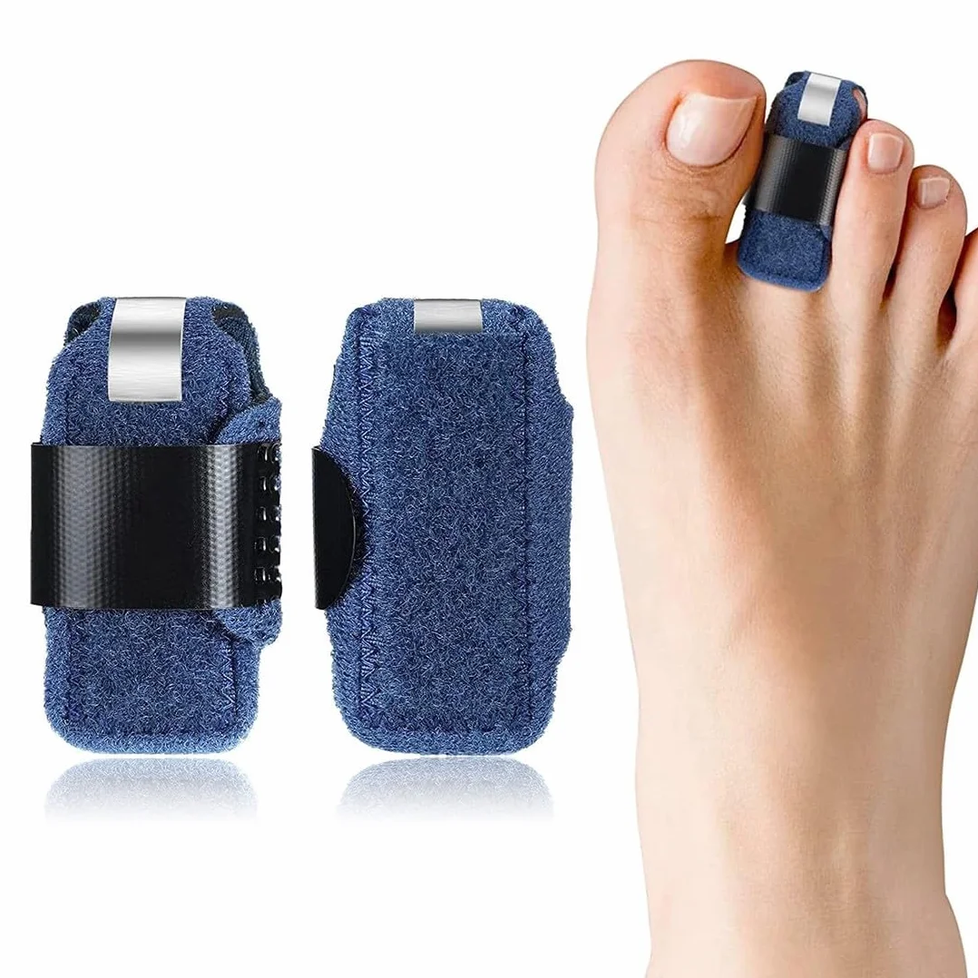 Correttore per dita a martello, stecca per dita piegate, raddrizzatore per dita dei piedi nero, tutore regolabile allineamento dito (blu)