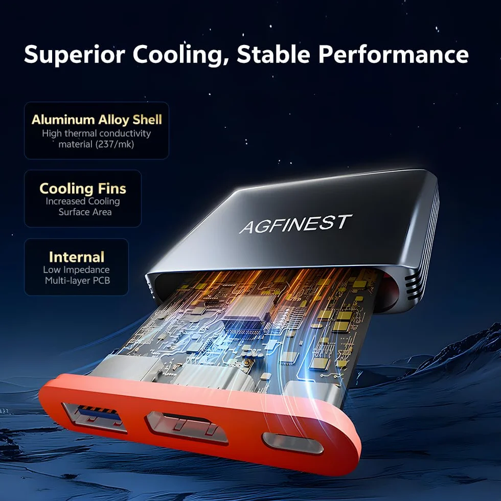 Sostituto Dock per Switch 2, 4K@60Hz HDR, 100W PD, USB-A 3.1 10Gbps, Dock Portatile per Viaggi e Gaming, Dissipazione in Alluminio Perfetto per Steam Deck, Switch OLED/2/1, Supporta l'ultimo Firmware
