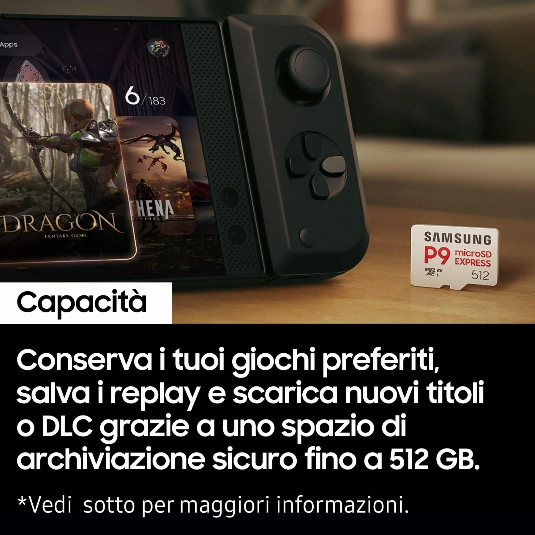 Samsung Memorie P9 Express Scheda MicroSD, Compatibile con Nintendo Switch 2 da 512 GB, UHS-I U3, Fino a 800 MB/s