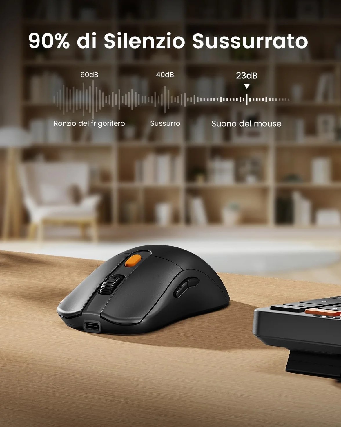 ProtoArc Tastiera e Mouse Wireless Bluetooth, KM60 Full-size Tastiera PC con Poggiapolsi, Ricaricabile, 2,4 GHz + 2*Bluetooth, per Laptop, Mac, Windows, Italiano QWERTY - ‎Nero