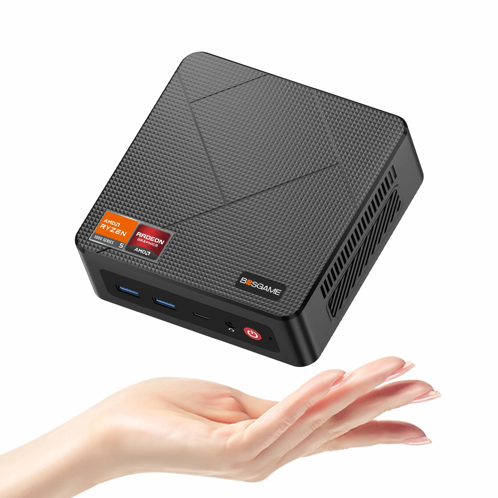 BOSGAME E4 Mini PC Windows 11 Pro AMD Ryzen 5 3550H 16GB DDR4 512GB SSD 4K Triple Display HDMI Type-C DP Dual LAN Wi-Fi 5 BT 5.0 Computer Desktop