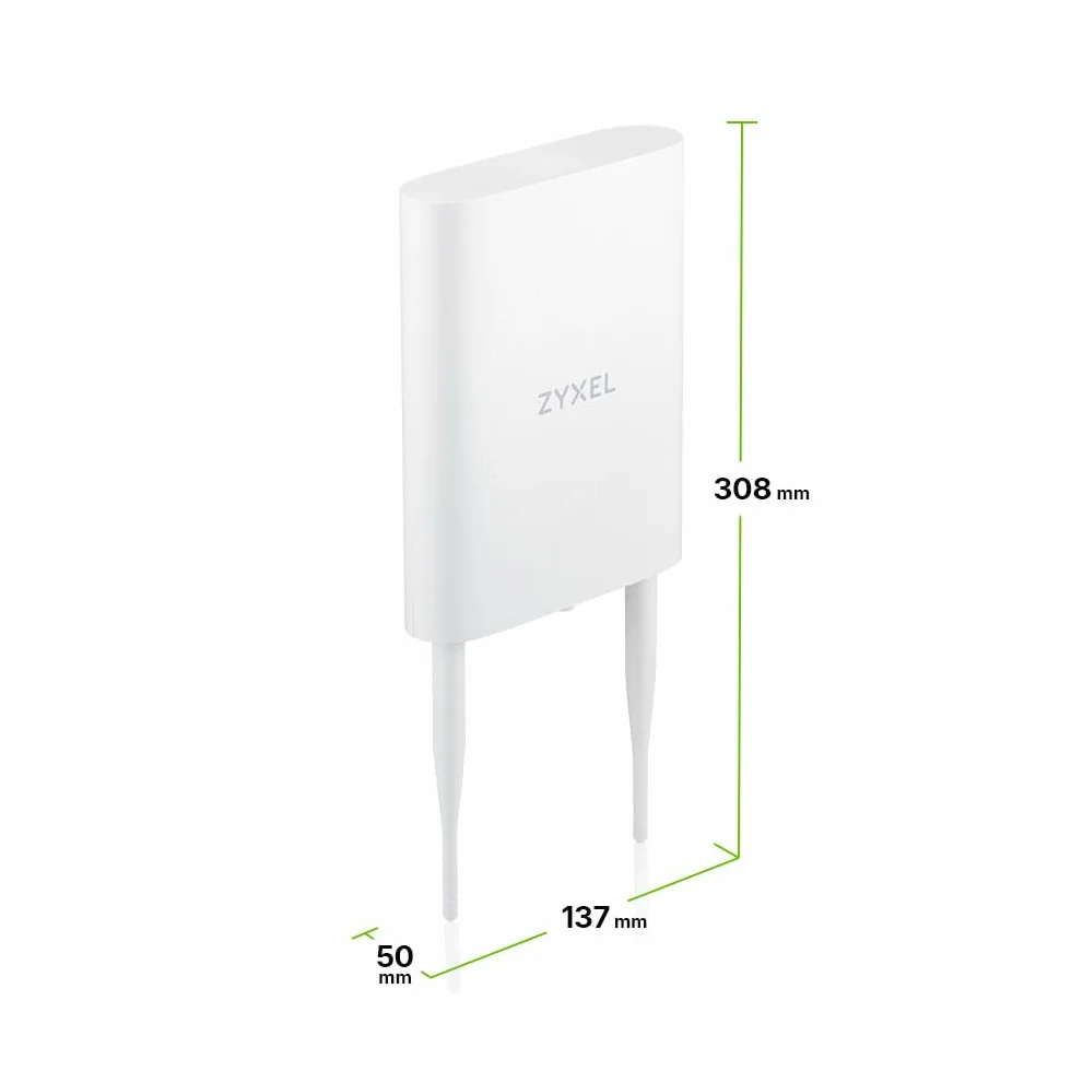Zyxel WiFi 7 BE5100 Access Point Wireless Esterno | Protezione IP55 | 2,5 Gb 4-Stream Dual-Radio | Piccole Imprese | Smart Mesh MLO | Iniettore PoE Incluso | App Nebula, Cloud o standalone [NWA55BE]