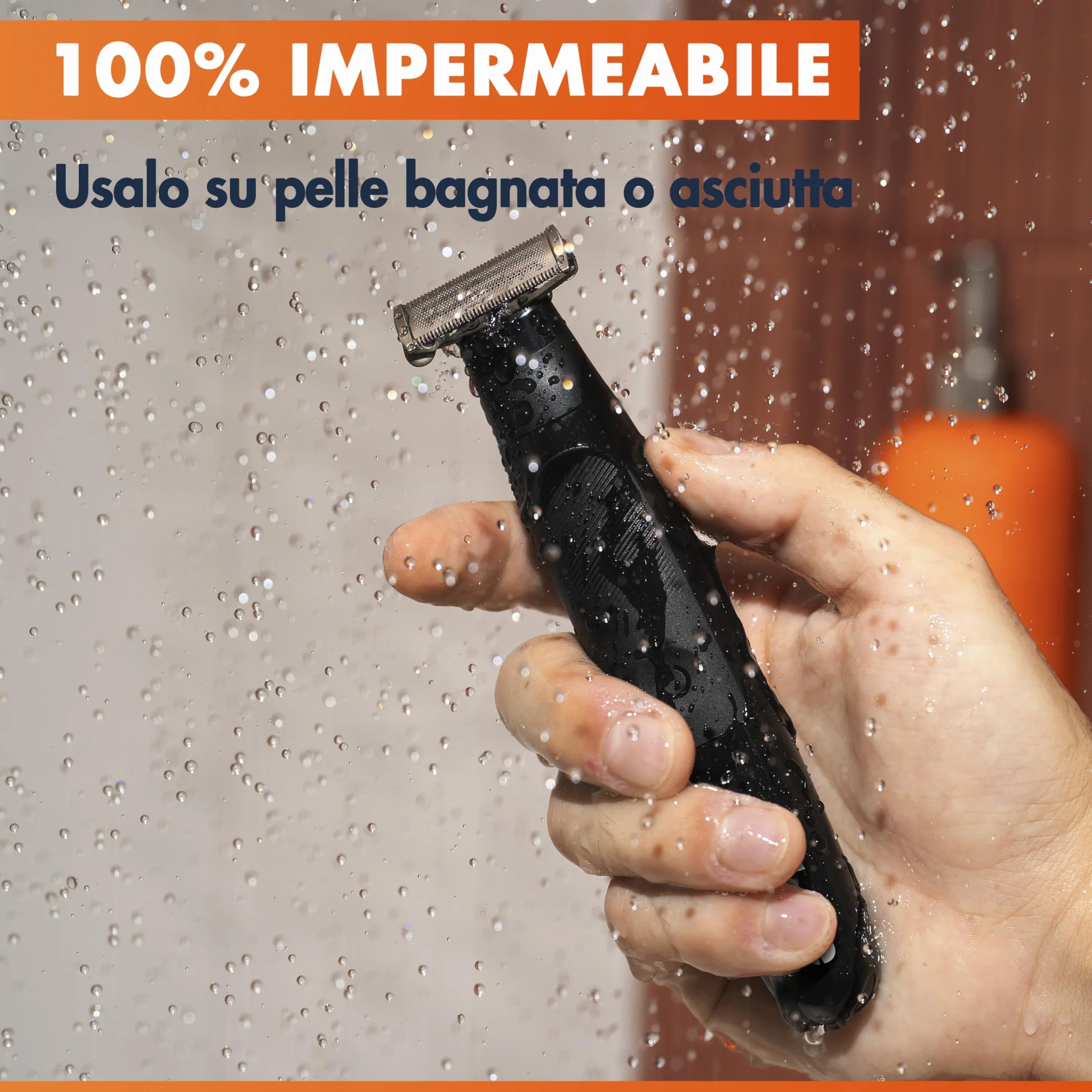 Gillette Fusion One Rasoio Elettrico Uomo Barba e Corpo, 3 Pettini Barba (1,2,5mm), Testina Oscillante, Impermeabile, 45 Min Autonomia
