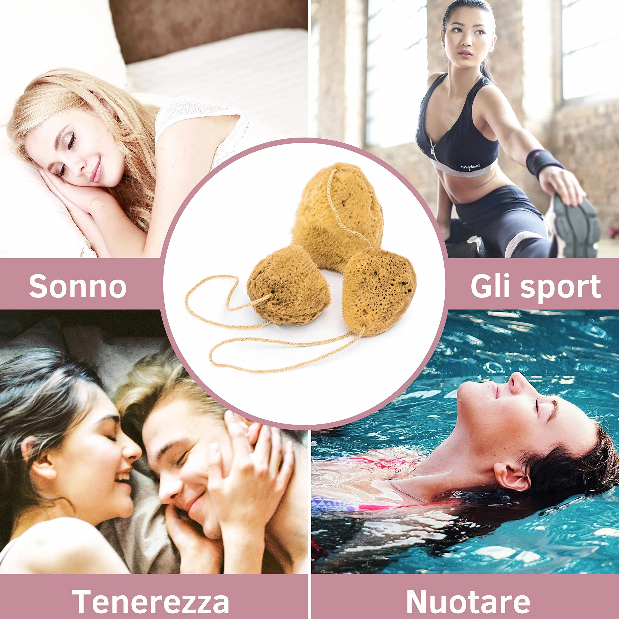 tom&pat Spugna mestruale naturale con filo riutilizzabile e lavabile Taglia S 3 x 3-5 cm