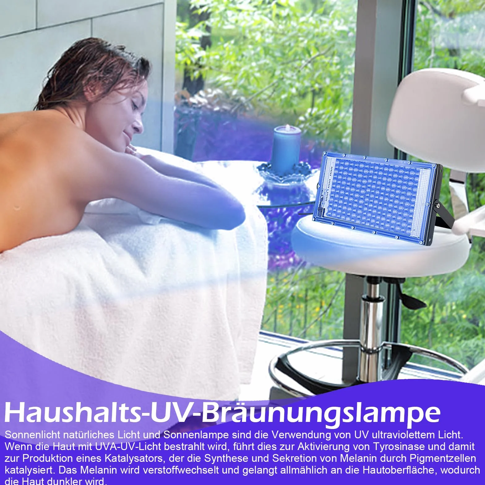 Solarium per la casa 15 W 144 LED USB portatile abbronzante viso corpo