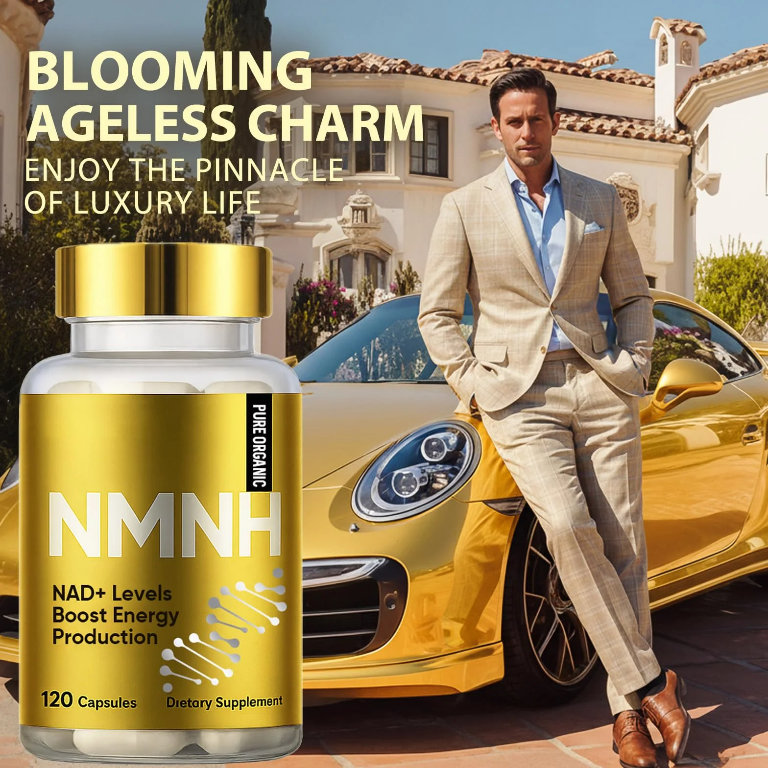 NMNH 1000mg Integratore NAD+ 120 Capsule Antinvecchiamento Energia Concentrazione Mentale