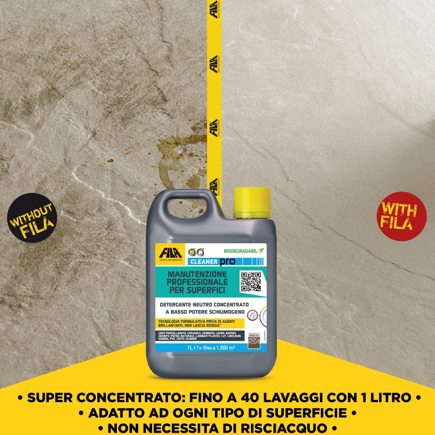 FILA Detergente Universale per Pavimenti, 1 litro