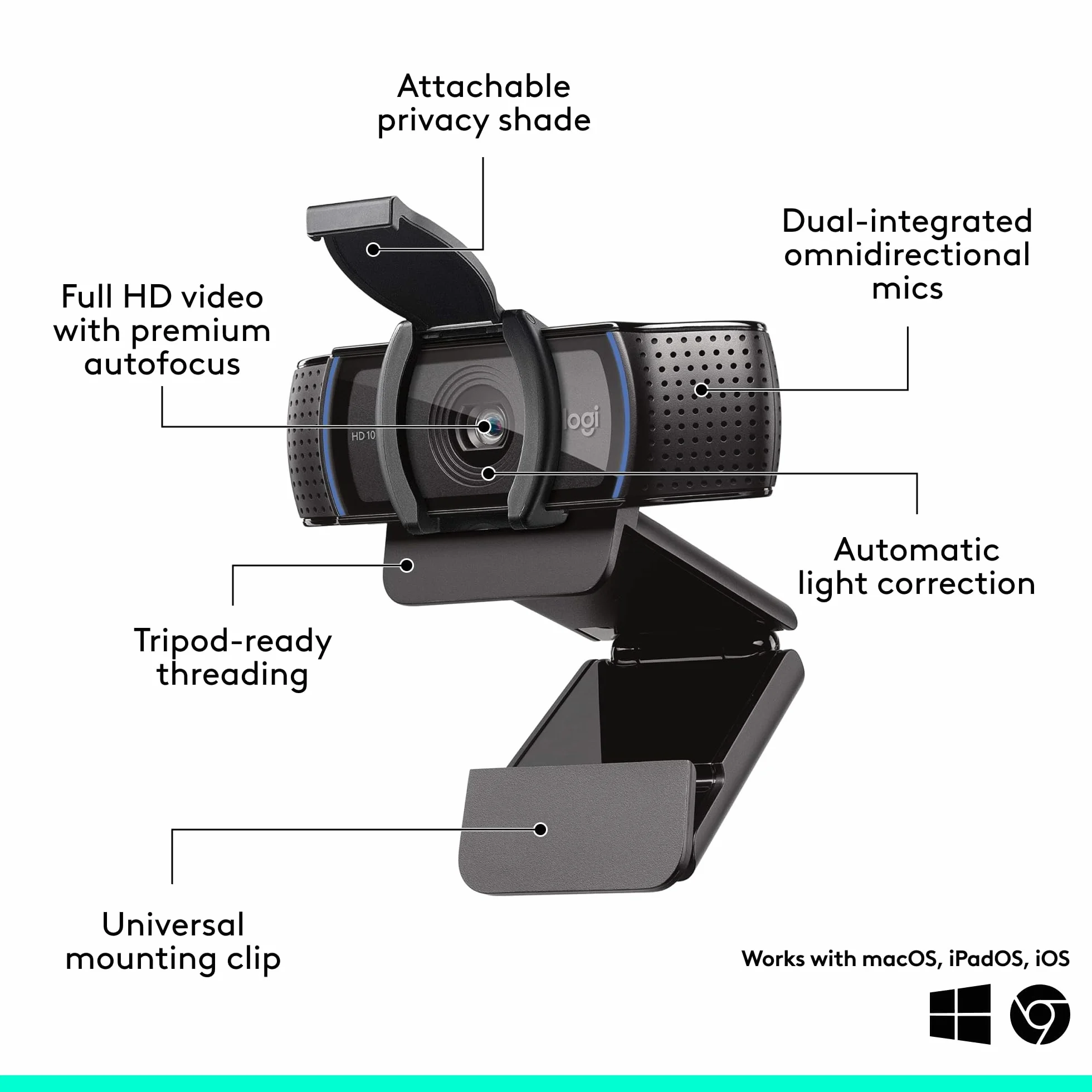 Logitech C920E HD 1080P Webcam Black
