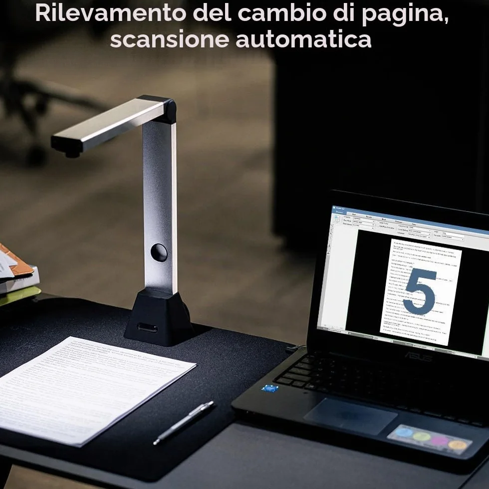 D800 Documenti Videocamera: Scanner HD 13 MP, Visualizzatore USB, Cattura formato A3, Rilevamento OCR per Corsi a distanza, Ufficio e Istruzione, Non Compatibile con Mac