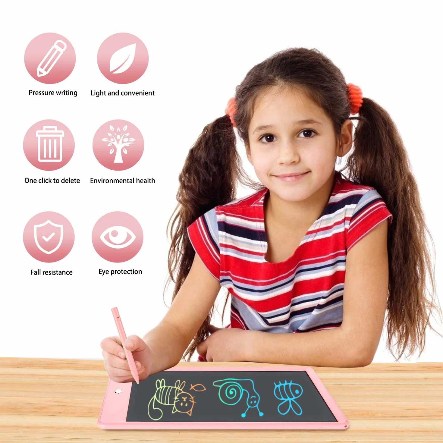 Tavoletta Grafica LCD Scrittura Colorato 10 Pollici Lavagna da Disegno Cancellabile Portatile Regalo Bambini