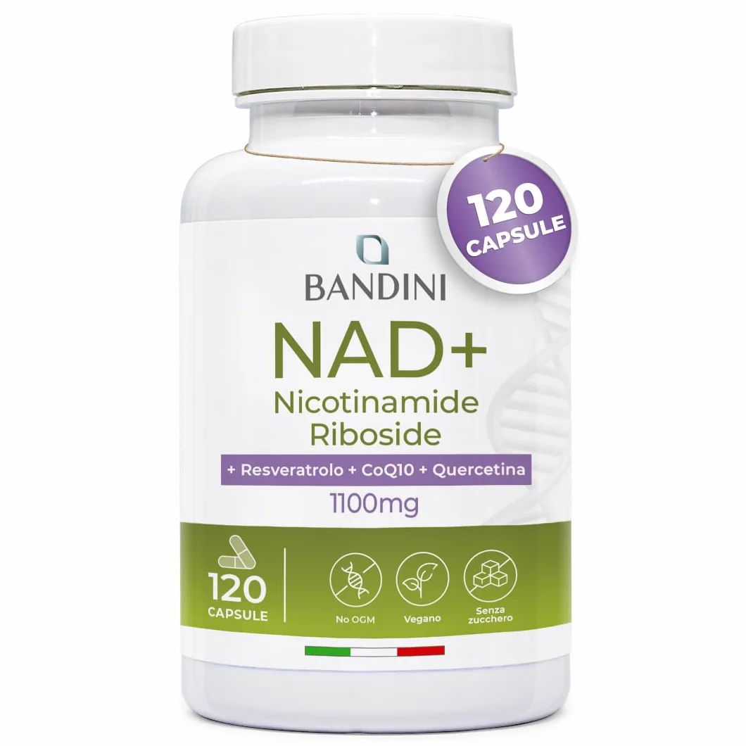 Bandini NAD+ Liposomiale 120 Capsule Vegane 1100mg per dose Anti-Age Energia Cellulare No OGM