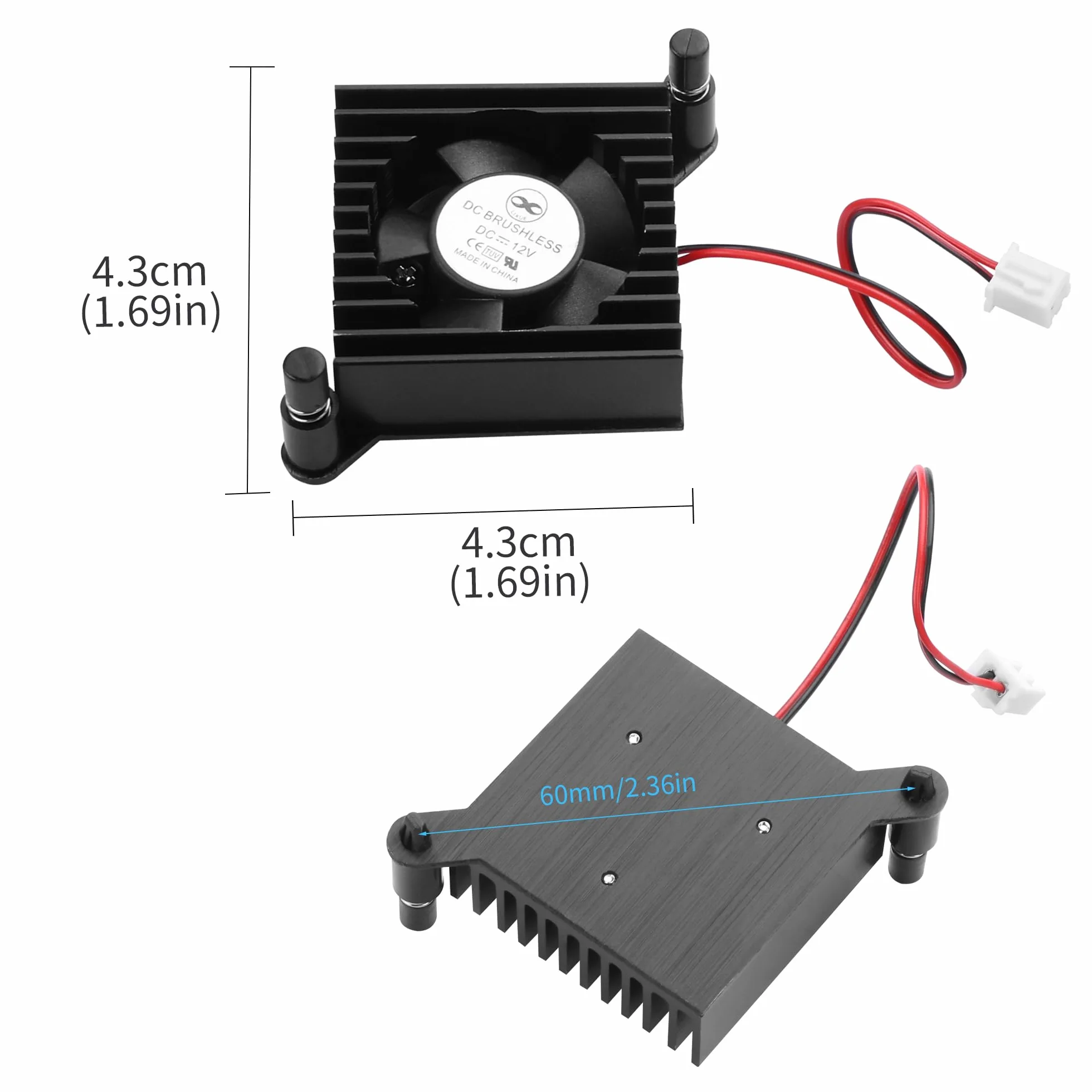 YAODHAOD Ventola GPU, dissipatore di schede grafiche in alluminio, distanza di 55 mm, ventola PCI per editing video, business, ufficio e computer di casa (nero, 12 V)