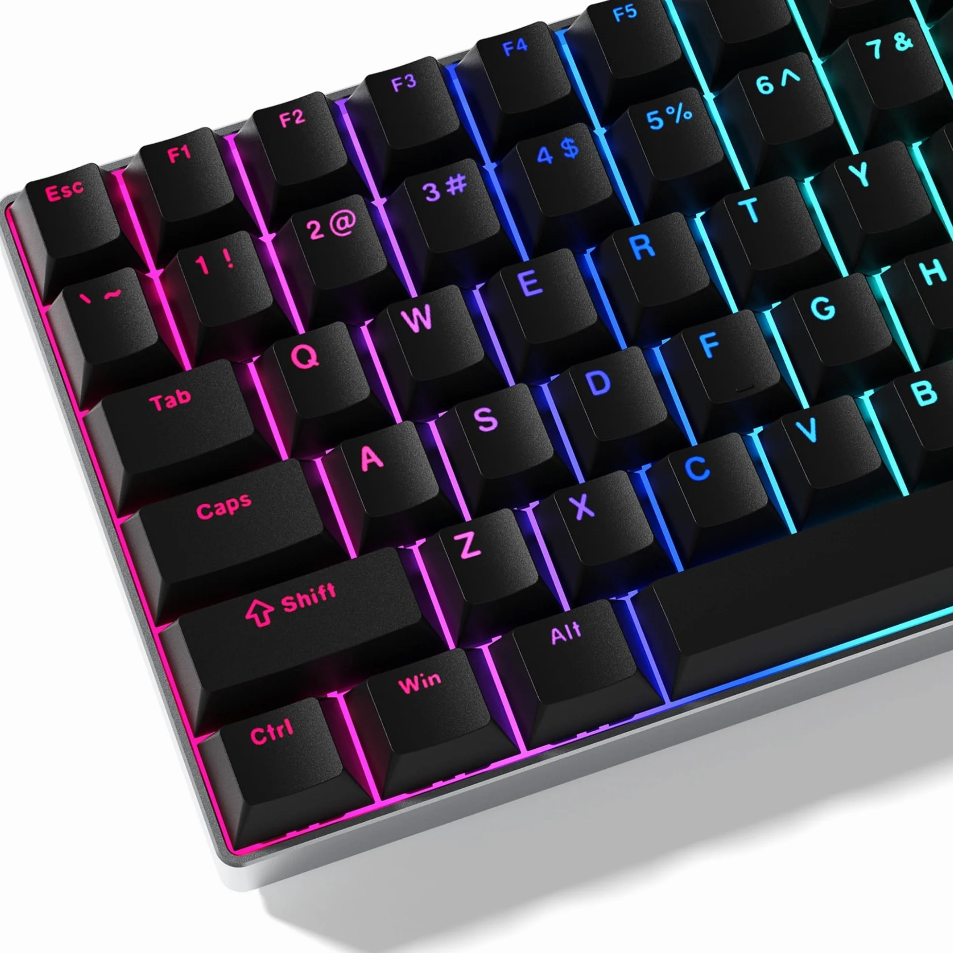 Womier Keycaps 60 75 100% Cherry copritastiera Shine Through PBT, keycap personalizzati, set di keycap Doubleshot, compatibilità universale per tastiera Cherry Gateron MX Switch, nero