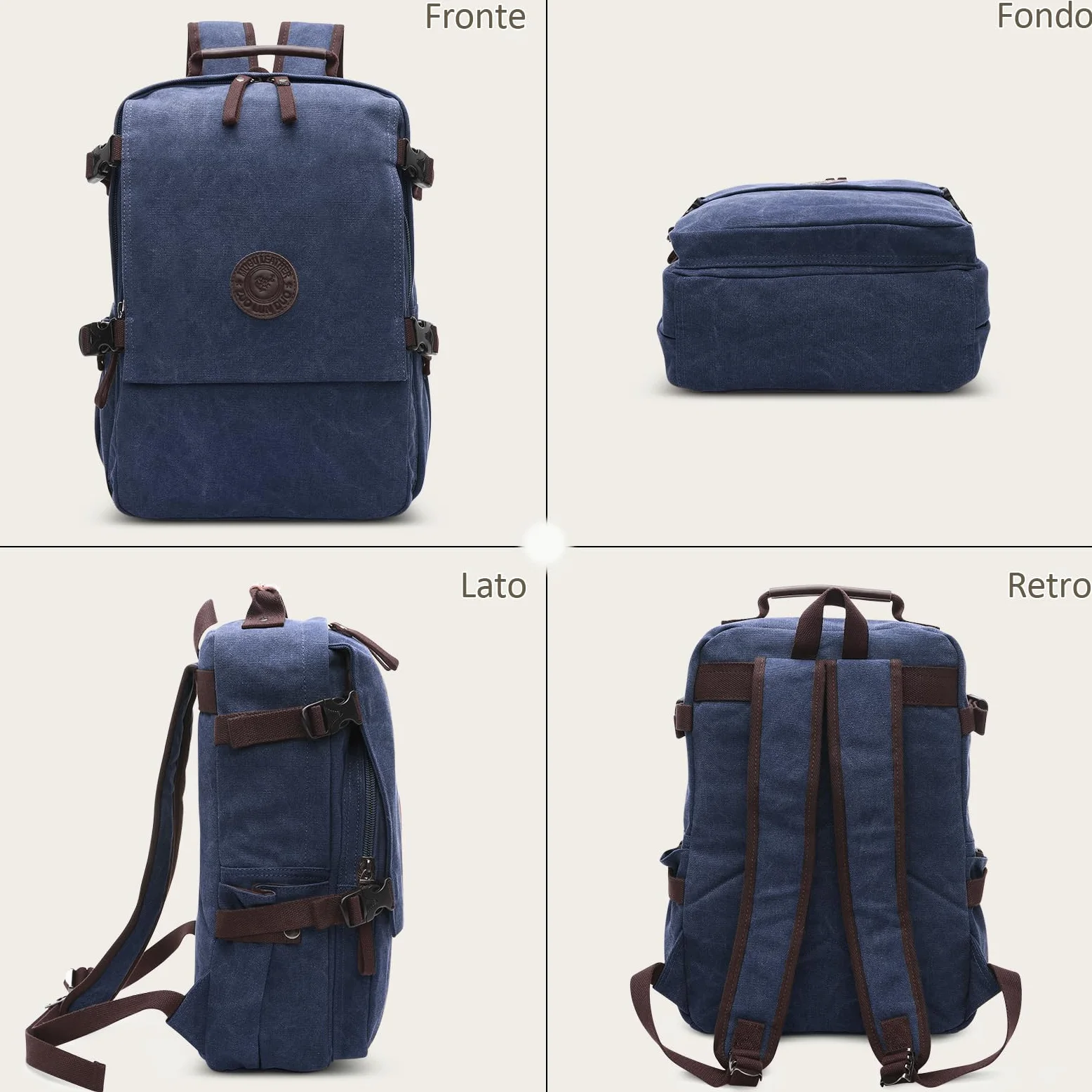 Zaino per Laptop Uomo Tela Zaino Viaggio Adatto per Laptop da 15.6 pollici Outdoor College Campeggio Lavoro Casual Alpinismo Grande Capacità Durevole Blu
