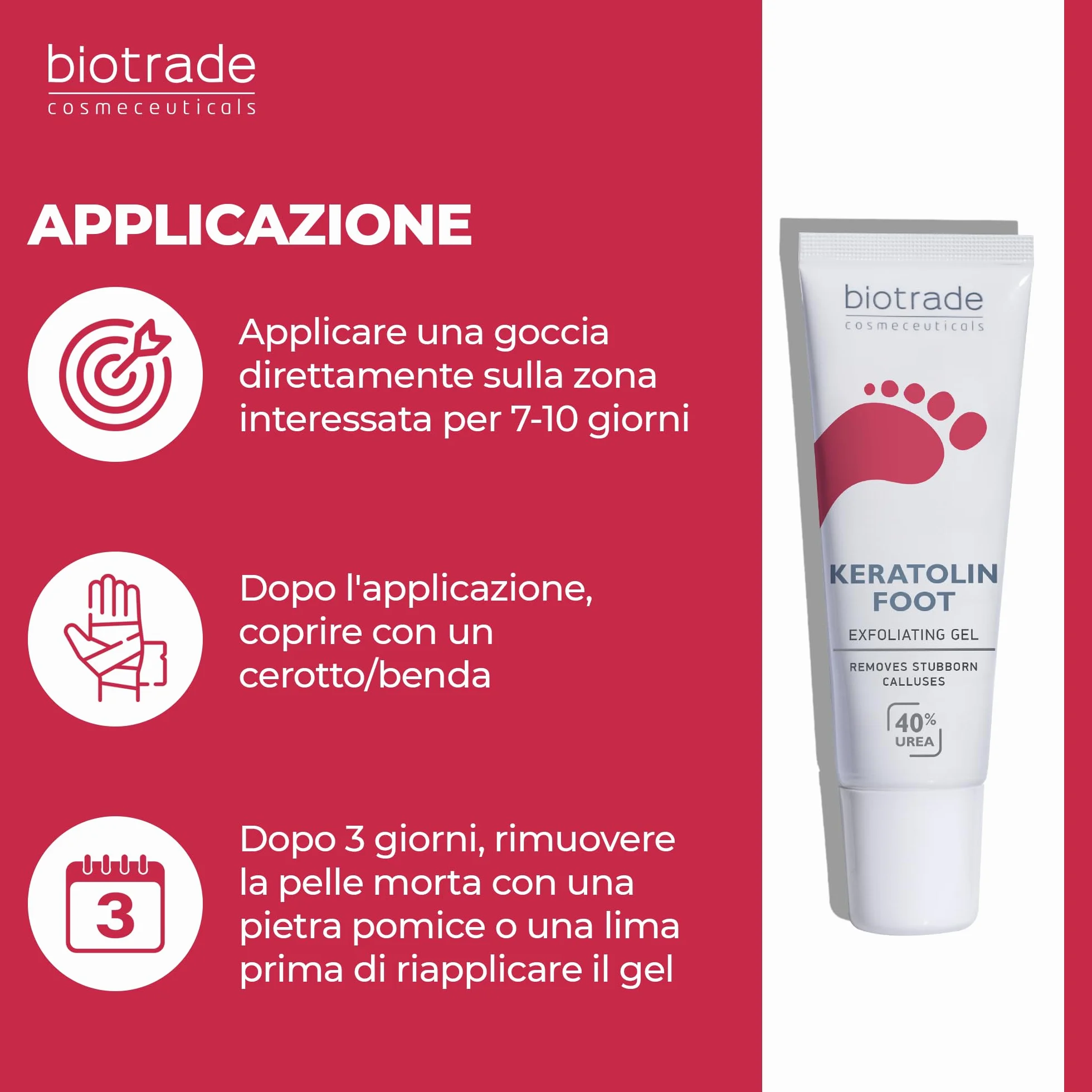 Biotrade Keratolin Crema 40% Urea 15 ml per Calli, Duroni e Verruche