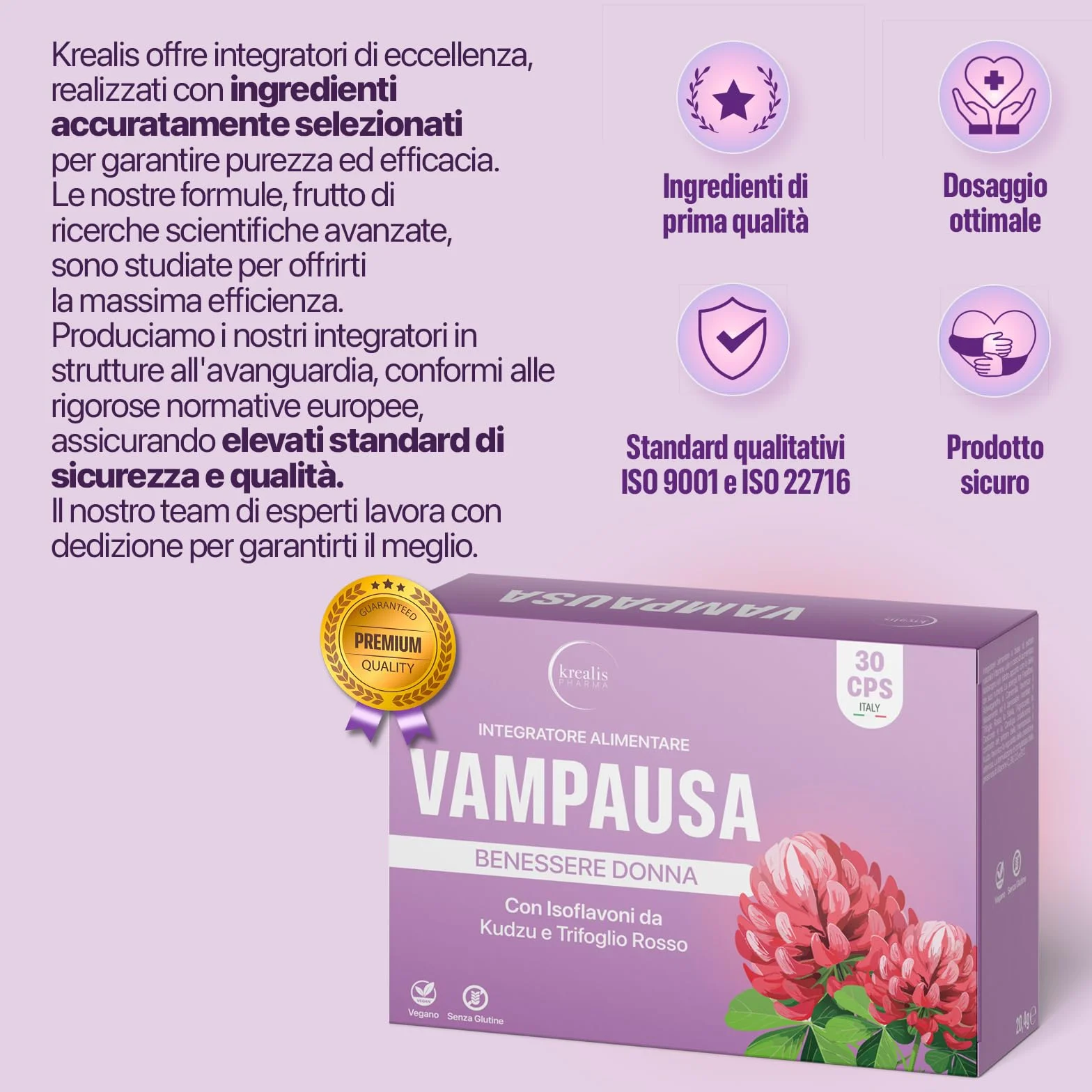 Integratori Menopausa con Isoflavoni di Trifoglio Rosso e Kudzu, Agnocasto, Cimicifuga, Salvia per Vampate di Calore ed Equilibrio Ormonale