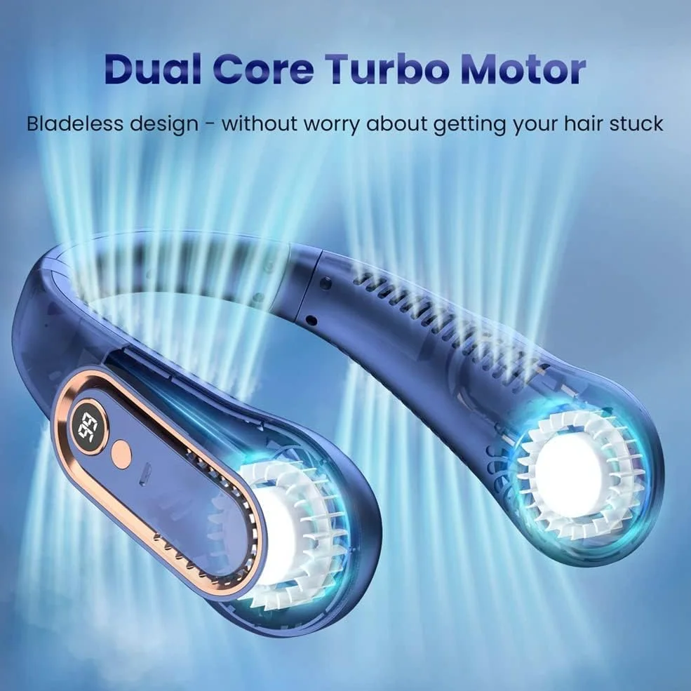 ZUMAHA Ventilatore Portatile Ventilatore da Collo Ricaricabile USB, Mini Ventilatore Portatile a 5 impostazioni di velocità, Ventola di Raffreddamento Senza Lama per Ufficio/casa/all'aperto Multiuso