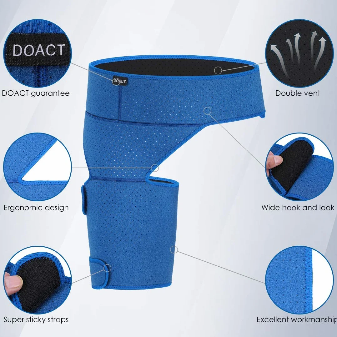 DOACT Supporto per anca e inguine in neoprene regolabile per sollievo dal dolore con coscia tirata