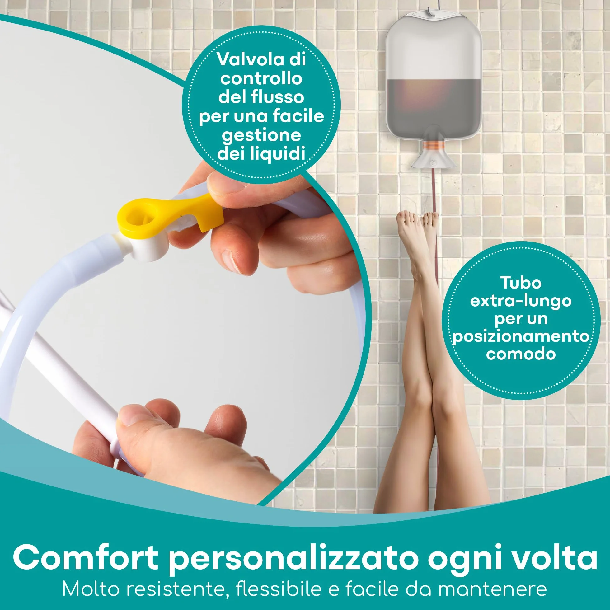 Medi Grade Kit per Pulizia Intima 2 Litri - Domestico - Clistere Riutilizzabile - Trasparente