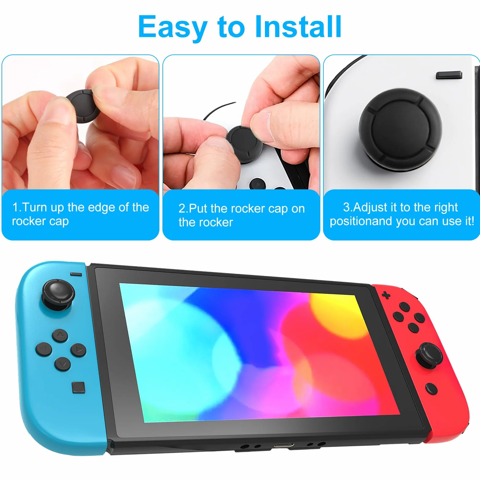5 paia di tappi joystick in silicone per Nintendo Switch/Lite/OLED Thumb Grip Analogico Stick Cover per Pollice Manici di Protezione Controllore di Ricambio Caps Protezione Comfort Gaming Nero