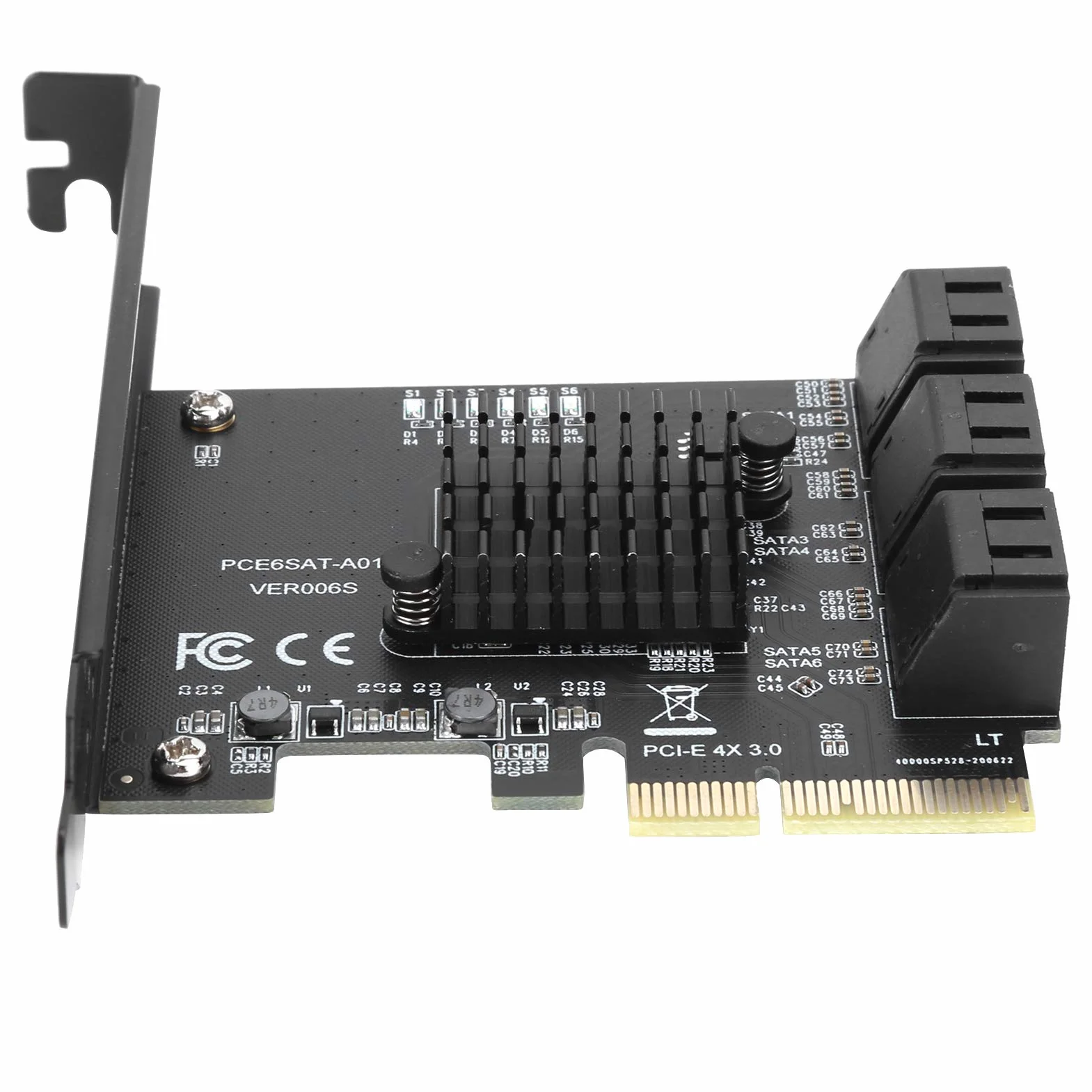 Tbest Asm1166 6 Porte, Scheda di Espansione Pcie Sata, Componenti Interni, Scheda di Espansione Pcie a 6 Porte Sata3.0 Disco Rigido 6G Pcie3.0 Gen3 4X Adattatore Hub Interfaccia