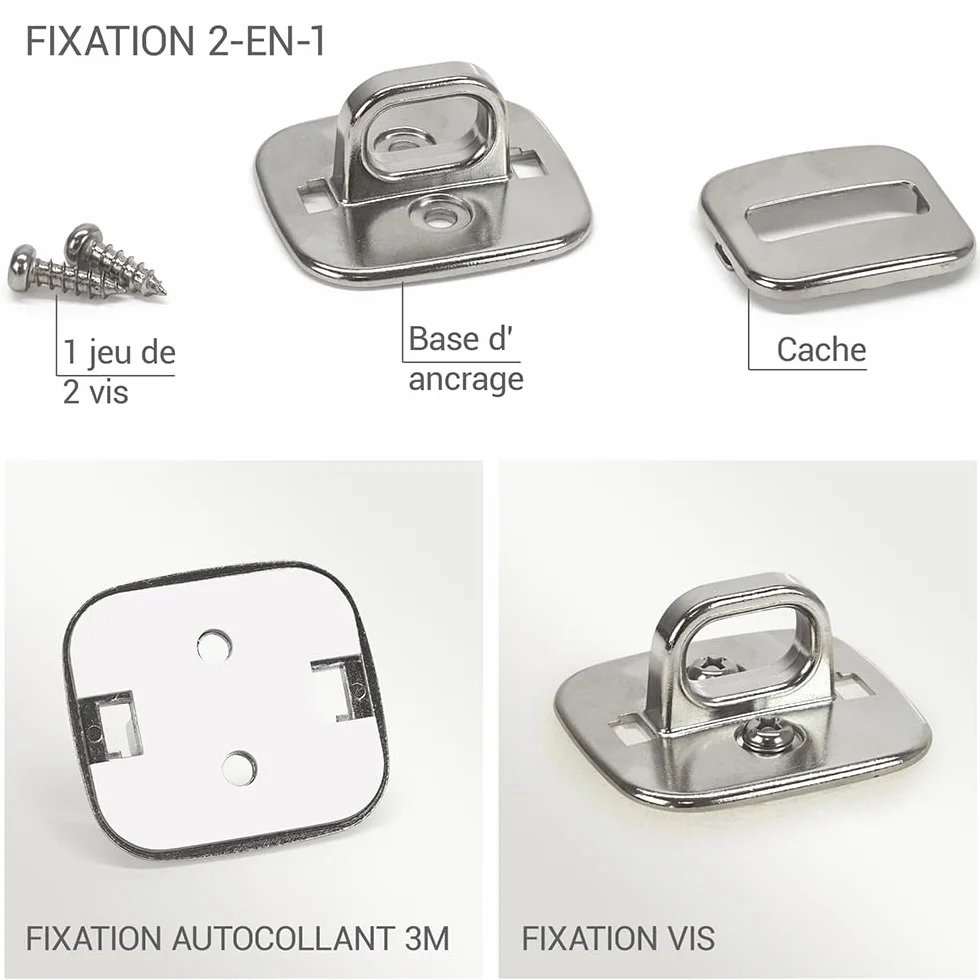 Waytex Punto di Ancoraggio per Cavo antifurto per Computer Portatile, PC, Smartphone, Tablet, Base di Ancoraggio Robusta con Anello in Acciaio Cromato