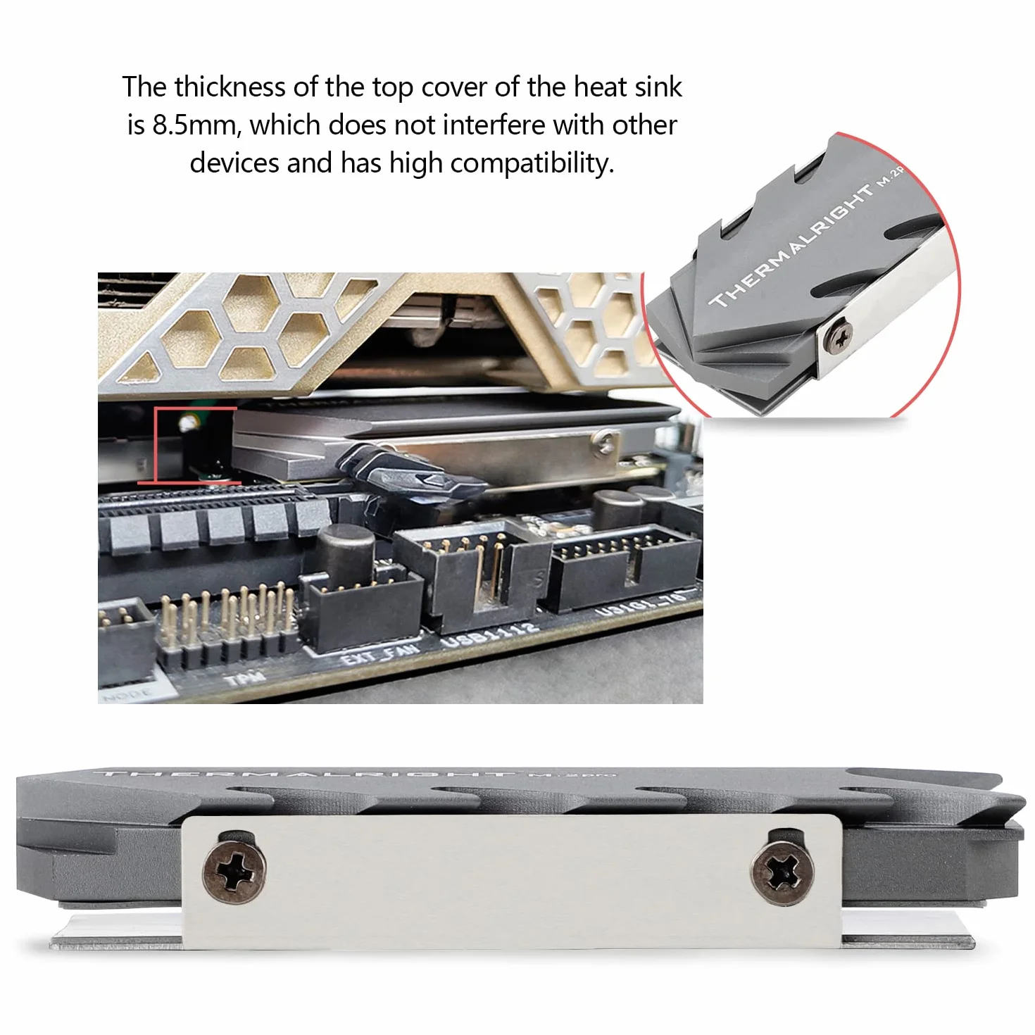 Thermalright M.2 Pro 2280 - Dissipatore di calore SSD, 8 mm, High Performance Double Side Thermal Pad