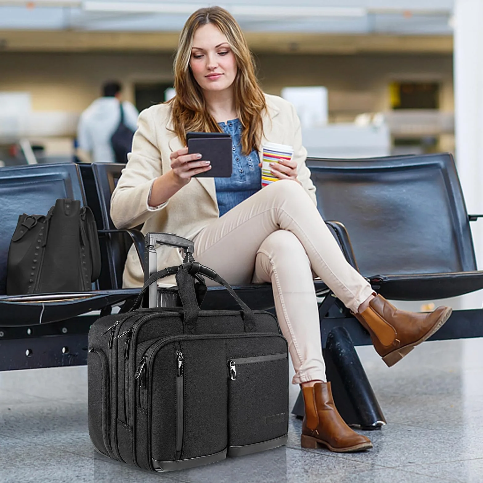 VANKEAN Borsa per computer portatile 17,3 pollici impermeabile valigetta da trasporto nera