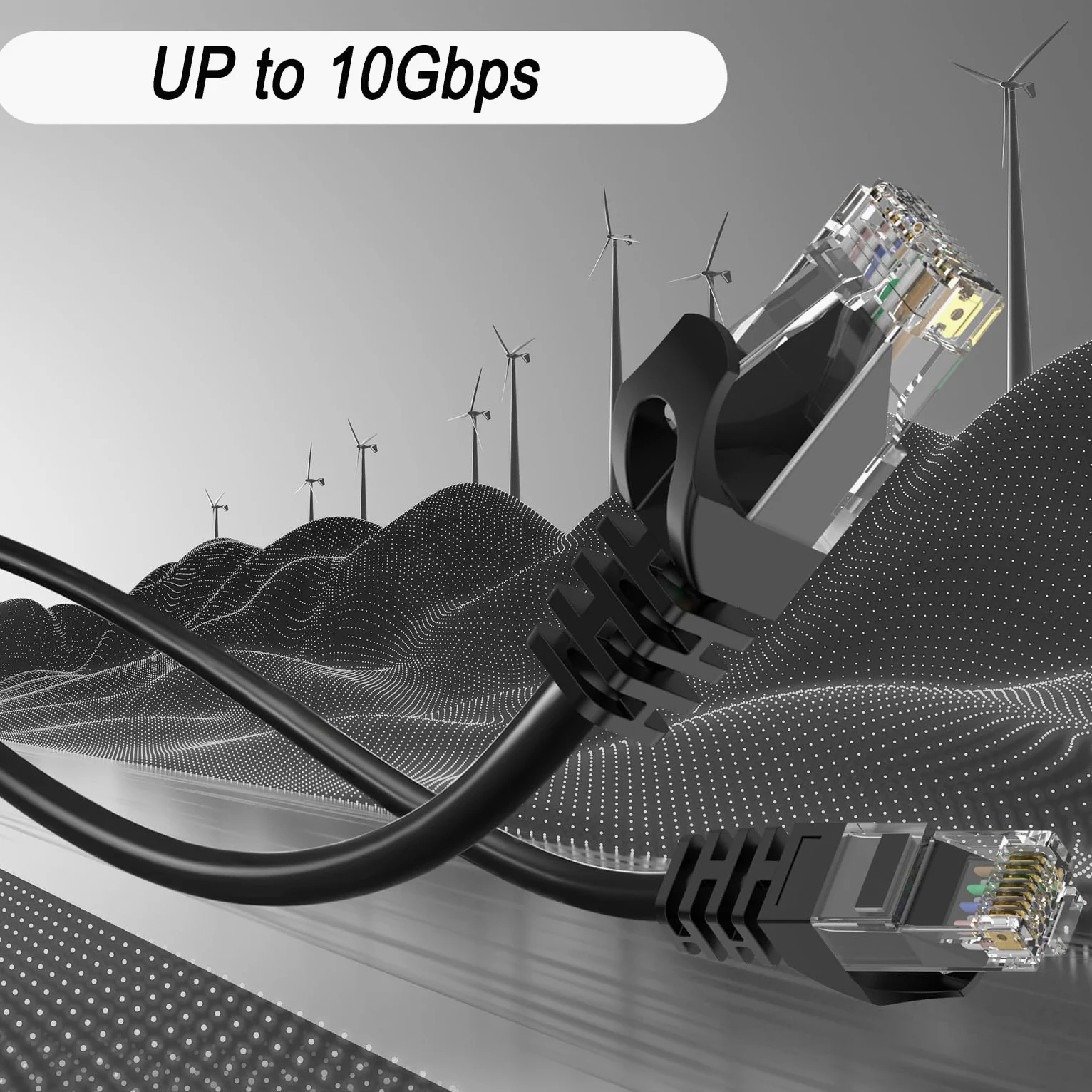 Cavo Ethernet CAT6 650FT 23AWG ad alta velocità 500MHz 10Gbps velocità di trasmissione, più veloce del cavo Ethernet Cat 5e/Cat 5. Ampiamente usato in computer, laptop Nero-60 m