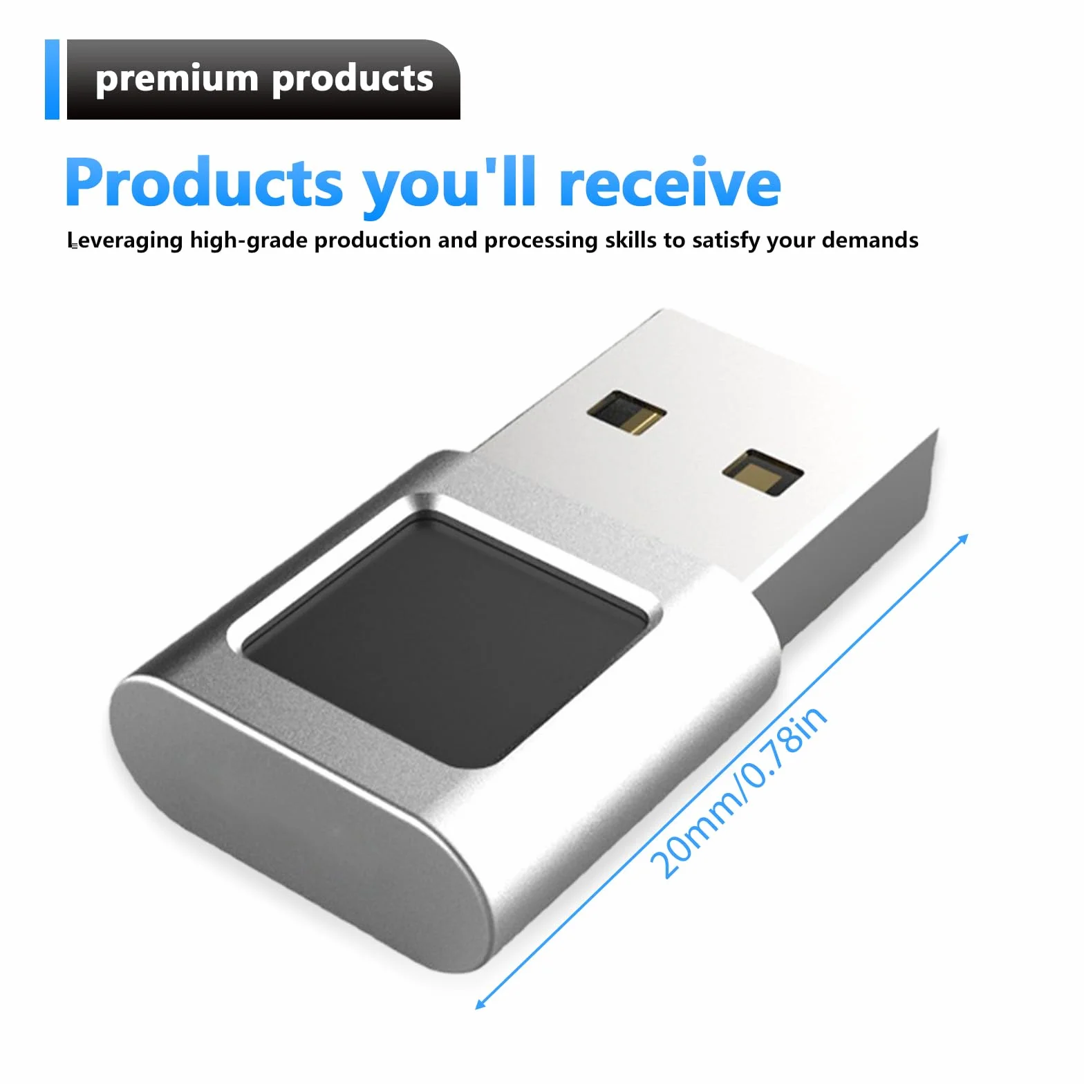 Sensore di impronte digitali USB per PC, riconoscimento a 360°, lettore di impronte digitali USB fino a 10 ID, lettore di impronte digitali biometrico per Windows 10 Hello, Plug & Play Fingerprint Key