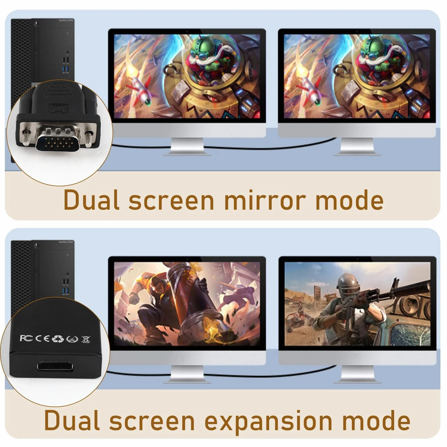 Adattatore da VGA a HDMI, 1080P Convertitore VGA to HDMI, Connettore VGA Maschio a HDMI Femmina con Audio, Adattatore VGA to HDMI per PC, Laptop a Monitor, TV, Include Cavo Audio e USB
