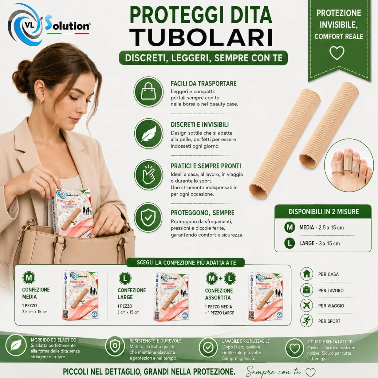 Protezione per dita mani e piedi in gel ritagliabile 2x15 cm