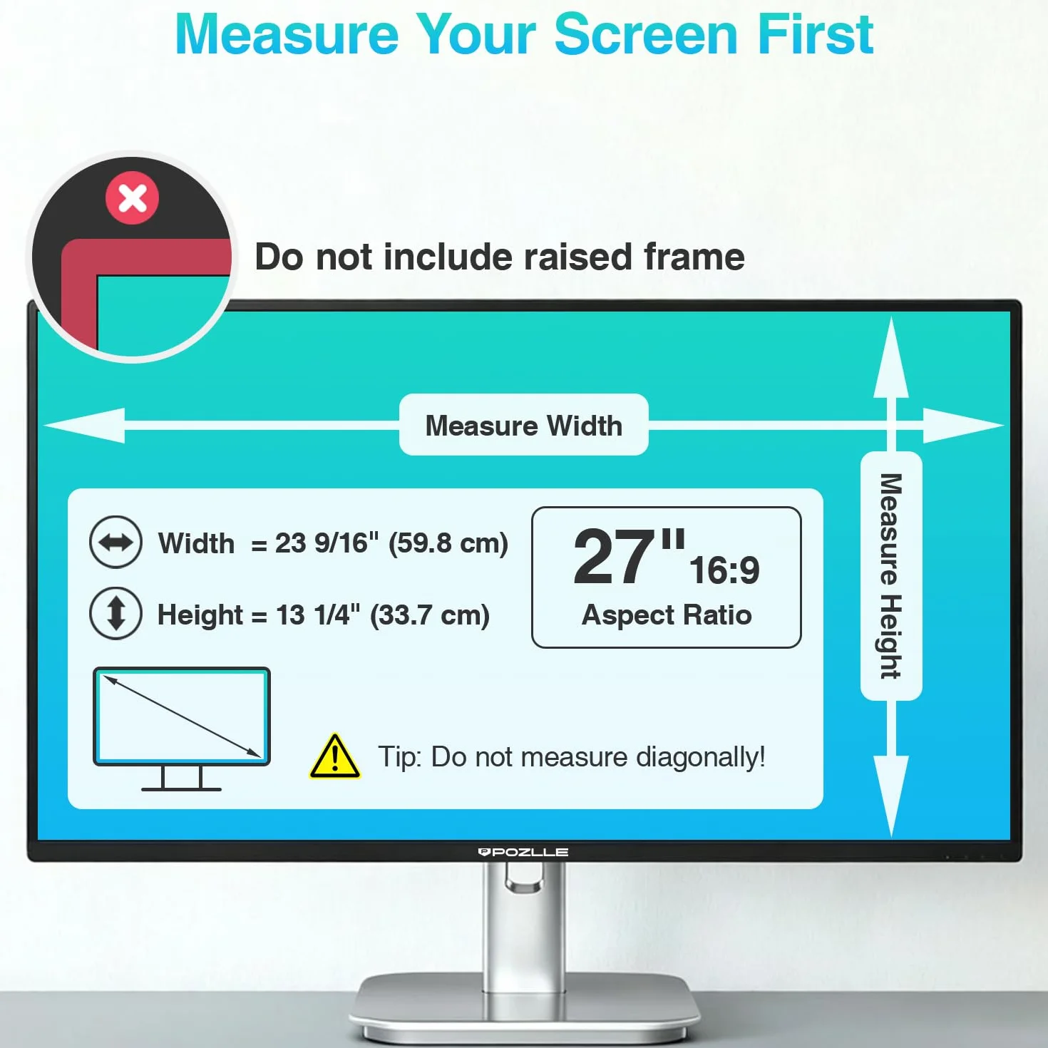 Pellicola Protettiva Privacy per Monitor 27 Pollici 16:9 (59.8 x 33.7 cm), Antiriflesso e Anti-Luce Blu, Rimovibile, Anti-Spy Film per Ufficio