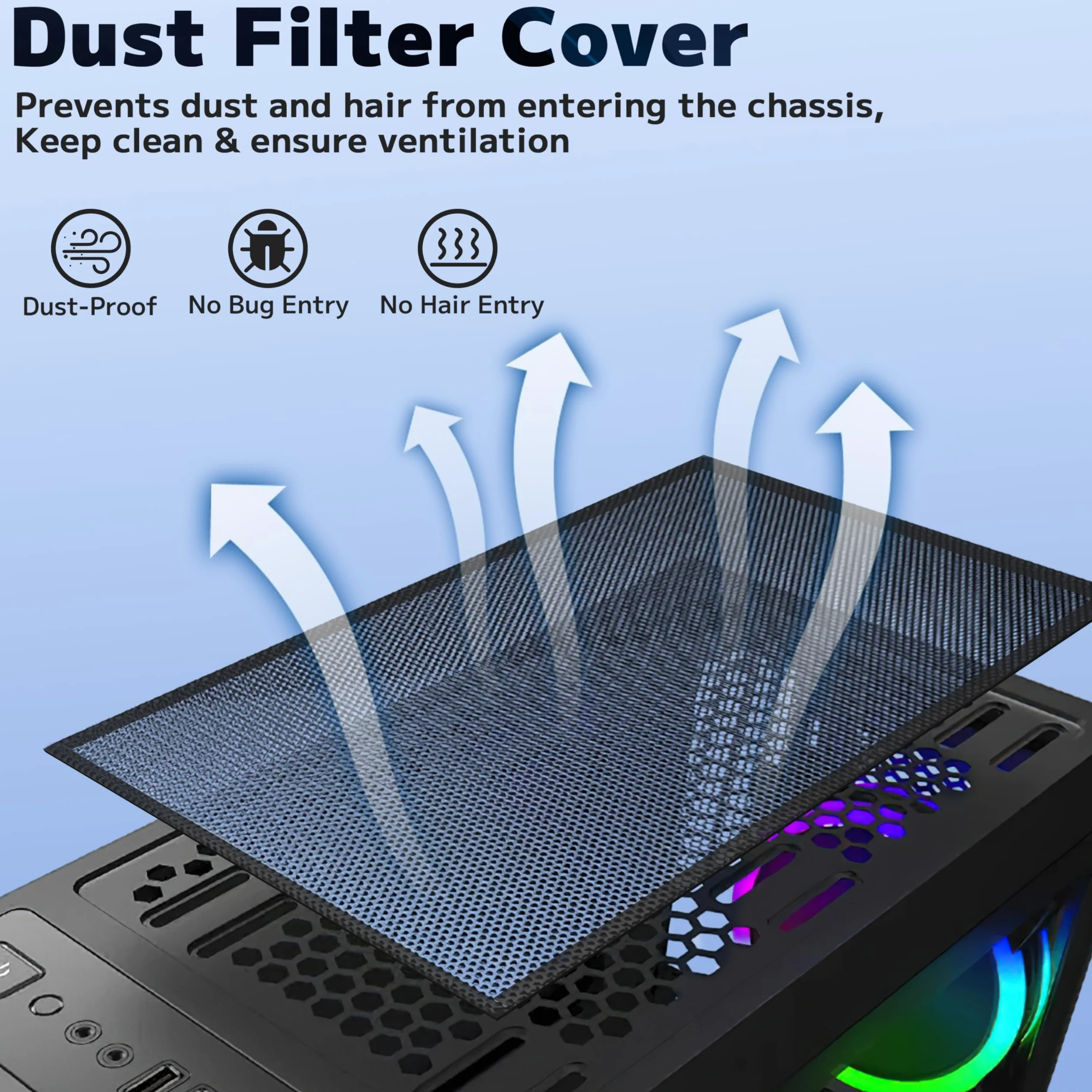 Filtro Antipolvere PC, 400 x 300 mm Filtro a Rete Antipolvere in PVC, DIY PC Case Polvere Mesh con Striscia Magnetica, Polvere Ventola di Raffreddamento per Computer- 2 Pezzi