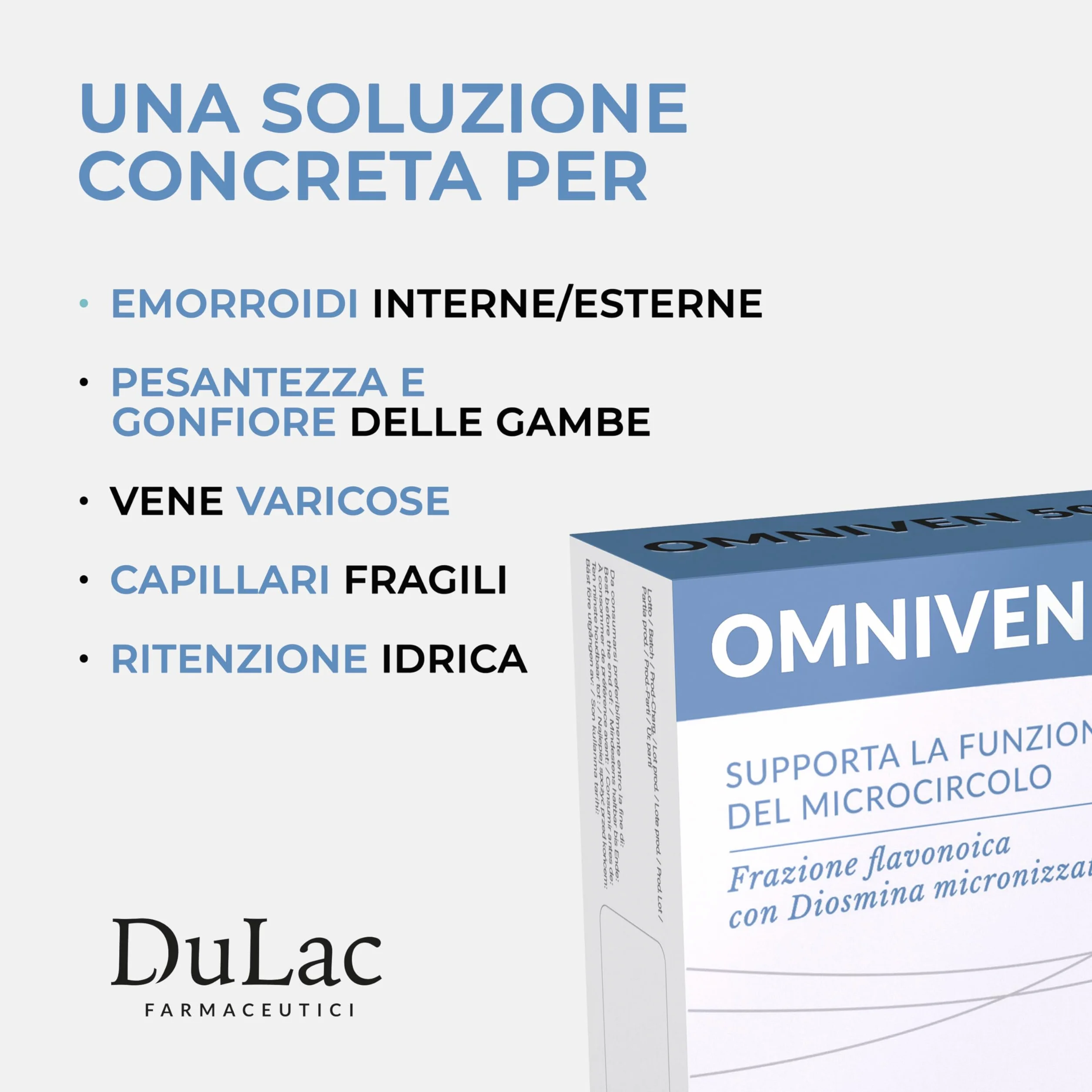 Dulac Omniven 500 Integratore Alimentare per Microcircolo e Circolazione Gambe 80 Compresse con Diosmina ed Esperidina Made in Italy
