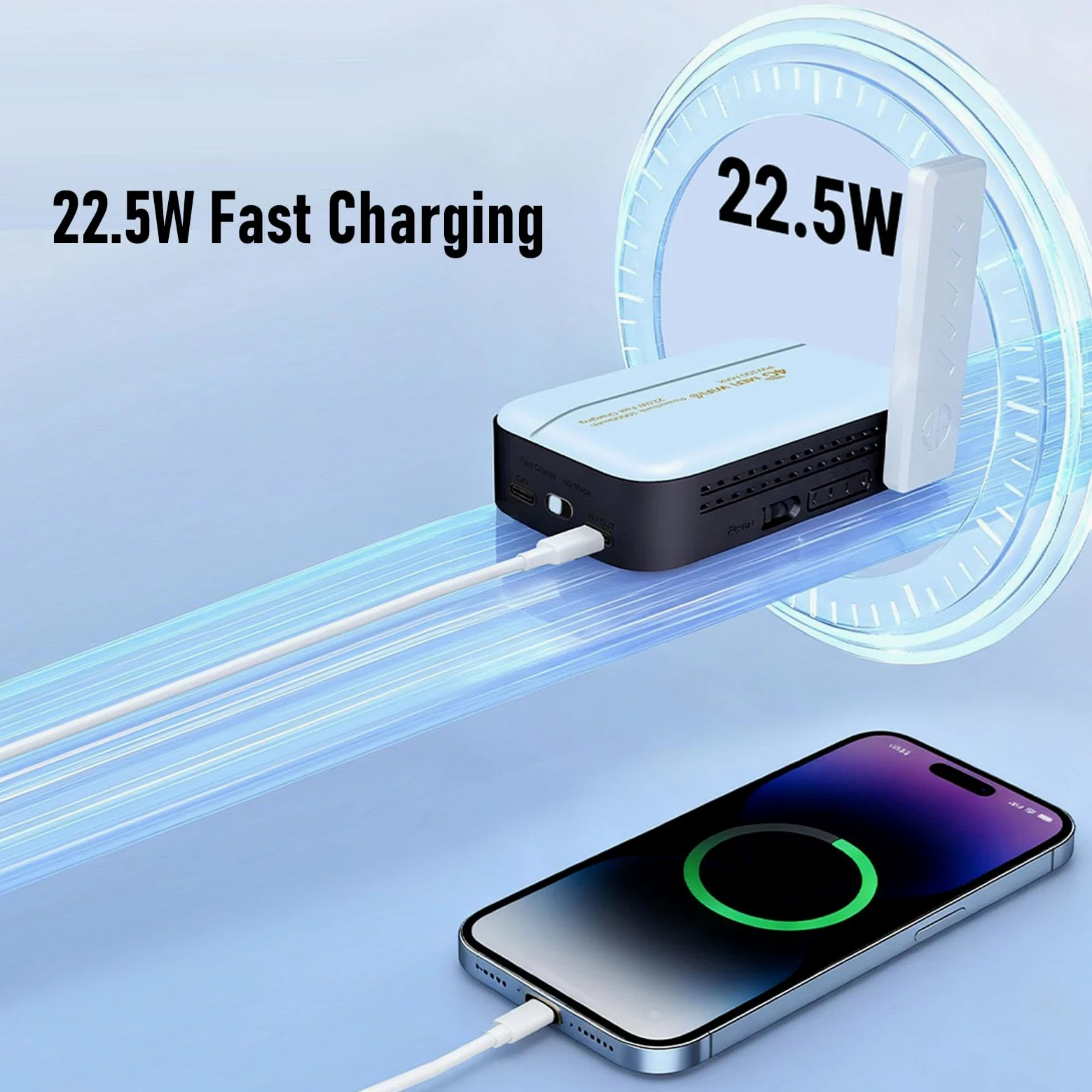 Router Viaggio 4G LTE 10000mAh con WiFi 6, SIM Slot Portatile, | Protocollo 802.11ax, velocità 300Mbps, Supporta Fino a 16 Utenti, Ingresso Type C, Materiale ABS, per Auto o Uso esterno.