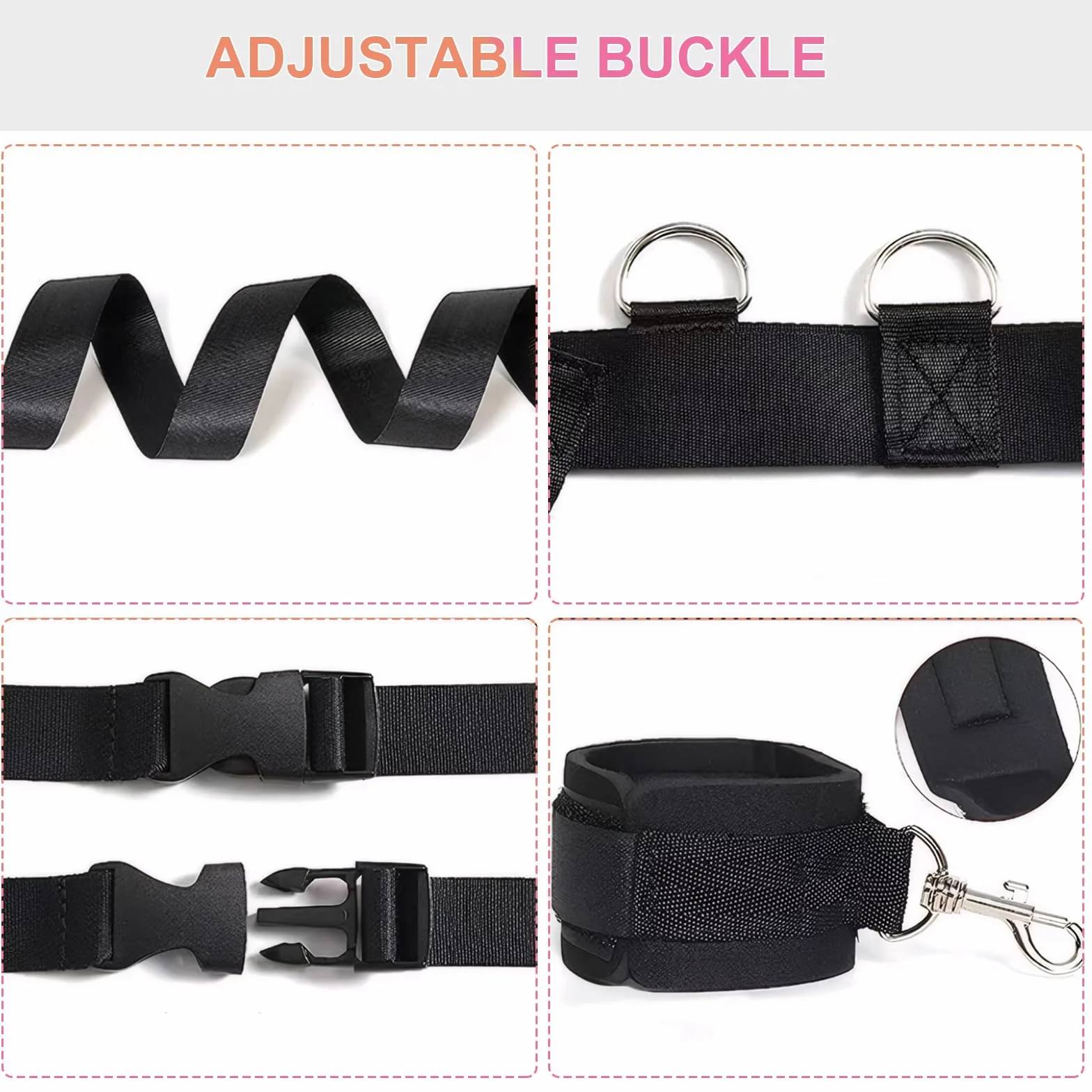 Qoosea SM Bondage Kit da Letto Regolabile con Manette e Maschera Occhi per Coppie