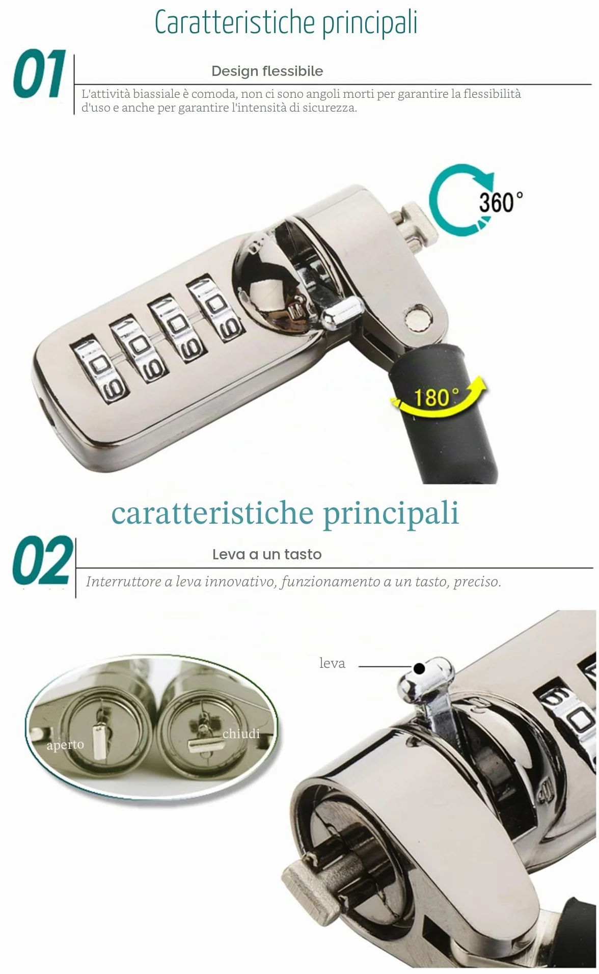 di cavo di Sicurezza Hardware cavo di Sicurezza con Lucchetto Antifurto con per Tutti i Desktop, Laptop, Macbook, iPad, iPhone e Projectors- 2 m cavo nero