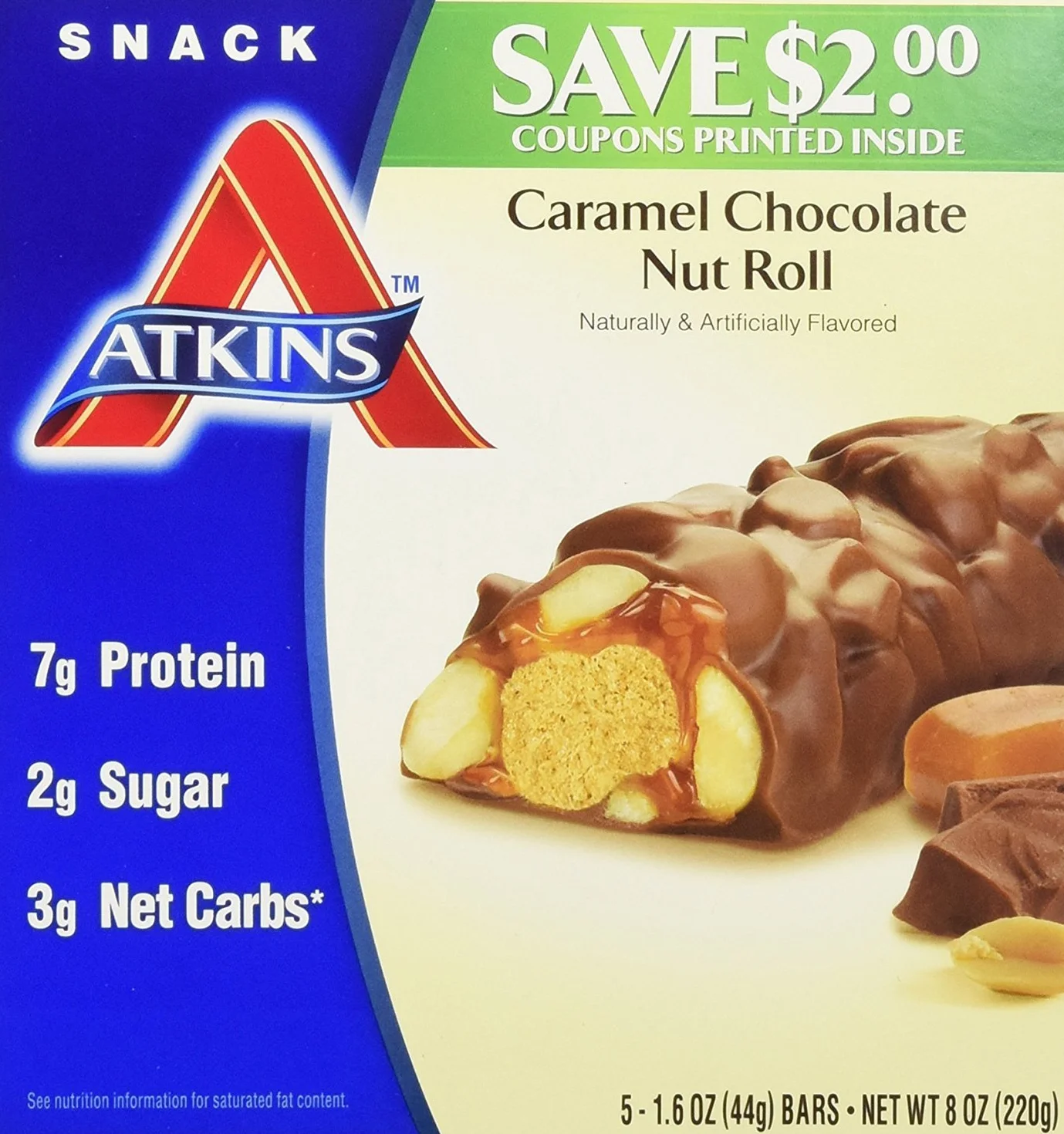 Atkins Advantage Caramel Chocolate Nut Roll Bars, 5ct