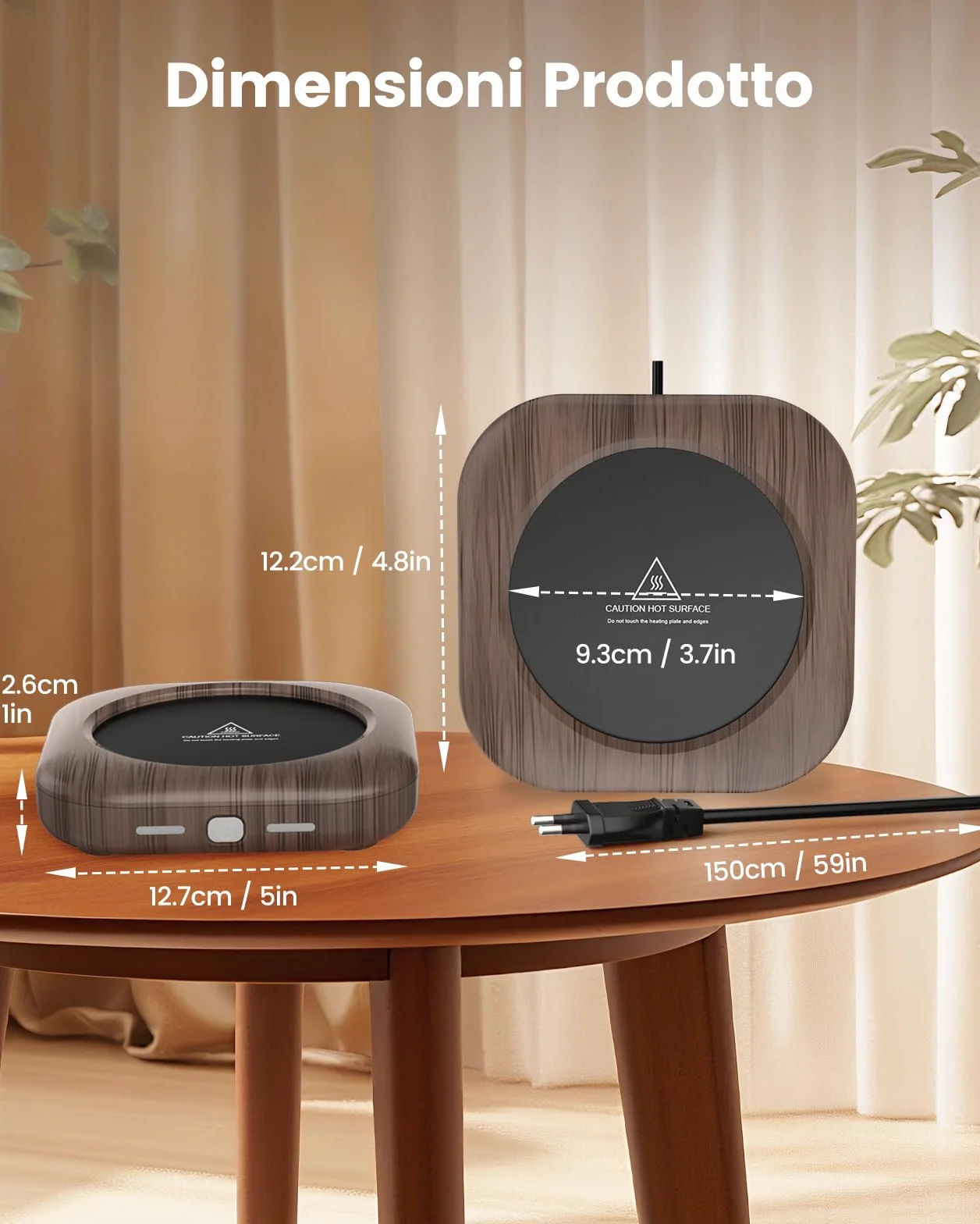 HOMEASY Scaldatazza Elettrico 3 Temperature, Scaldalatte Tazza Autoriscaldante Piastra Riscaldante Sicura e Impermeabile per Caffè Tè e Aromaterapia Spegnimento Automatico