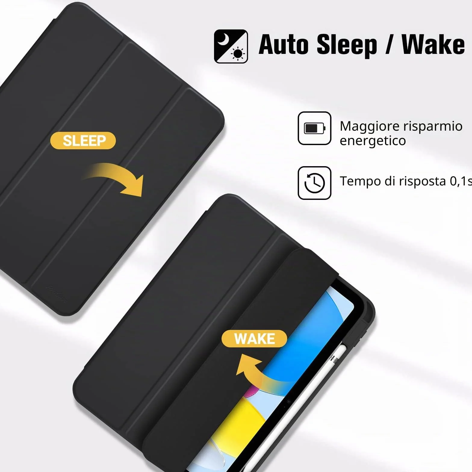 ProCase Cover iPad A16 11 Generazione 11 Pollici 2025 iPad 10 Generazione 10,9 Pollici 2022 Portapenna Custodia Auto Svegliati Sonno Nero