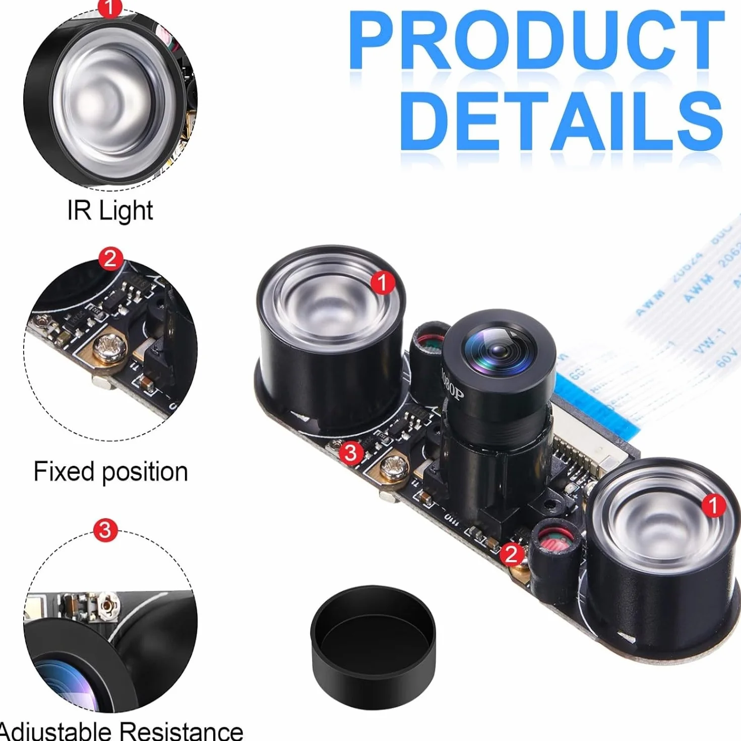 1 paio LED Fill Light Ir 850ir Night Visionss Camera Module Raspberry Pi Fill Light Ir Cut Camera Module Board Standard 5mp con viti e dadi per Raspberry Pi 3/2/b+