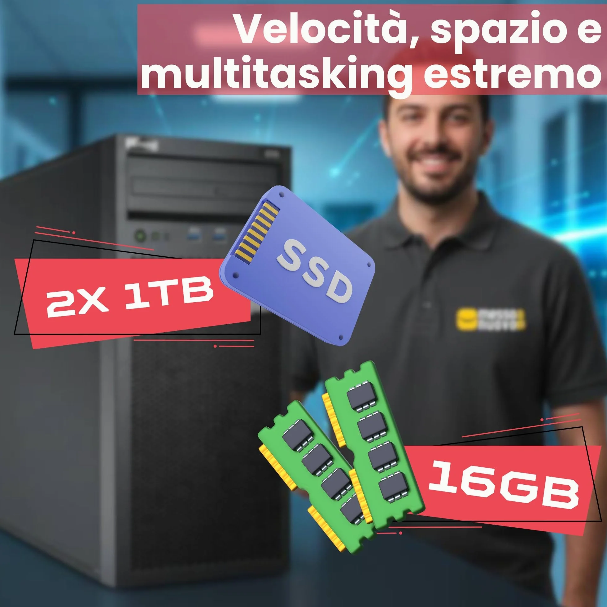 Lenovo ThinkSystem ST50 Server Intel Xeon E-2224G 16GB ECC RAM 2x1TB SSD Win Server 2025 Standard Ricondizionato